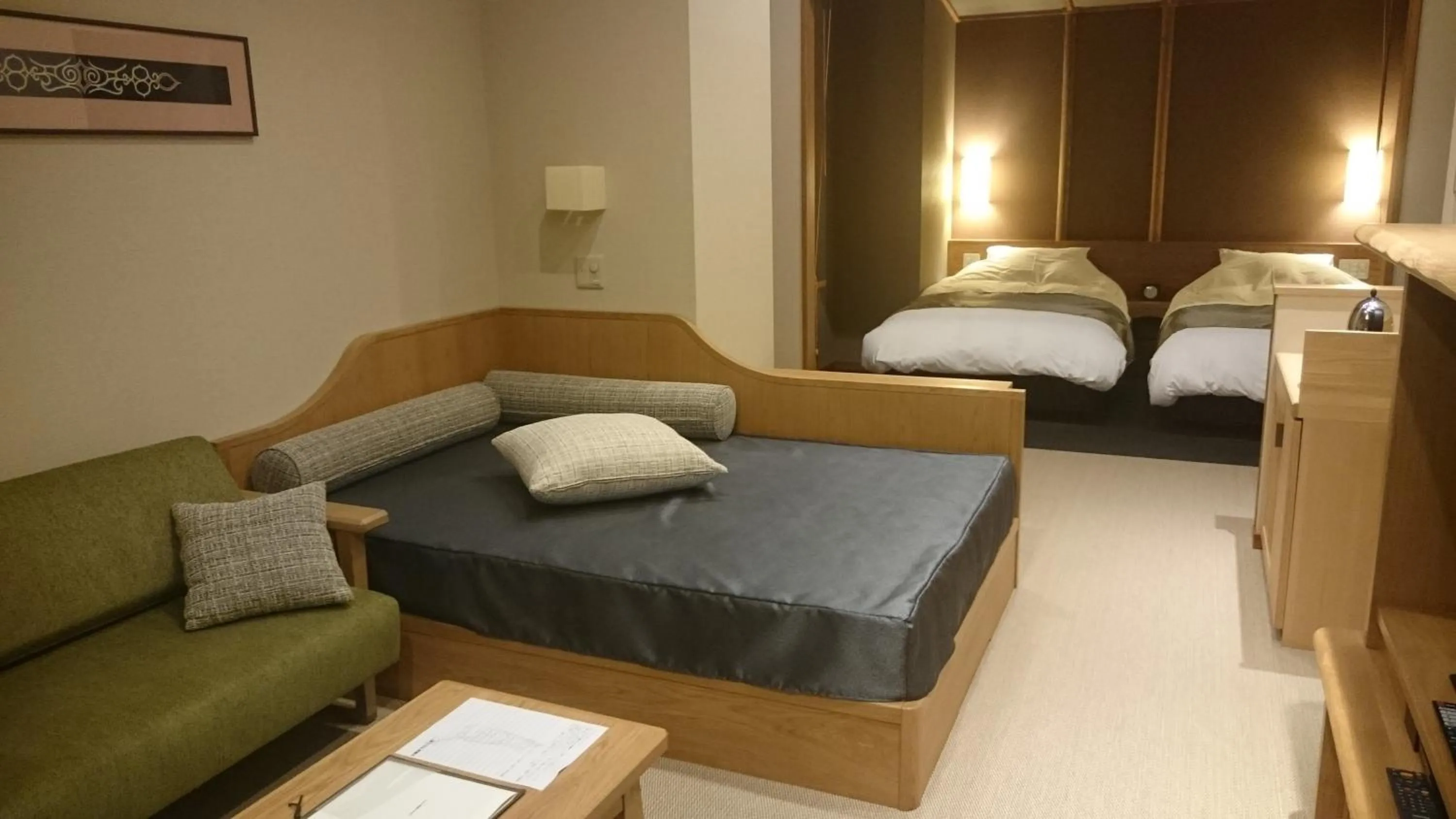 Living room, Bed in La Vista Akangawa