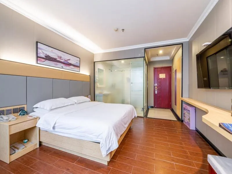 Bed in GreenTree Inn Jiangsu Suzhou Mudu Ancient Street Express Hotel