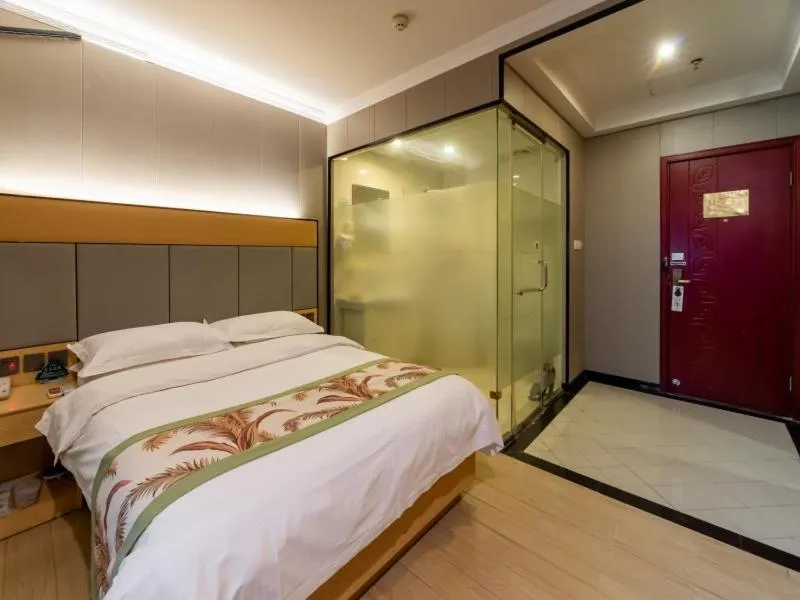 Bed in GreenTree Inn Jiangsu Suzhou Mudu Ancient Street Express Hotel