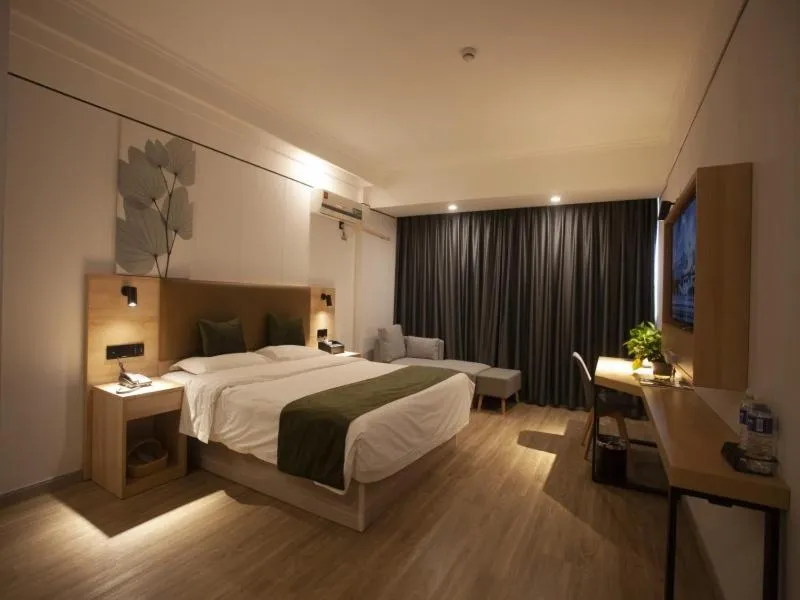 Bed in GreenTree Inn Jiangsu Lianyungang Guannan West Renmin Road Express Hotel