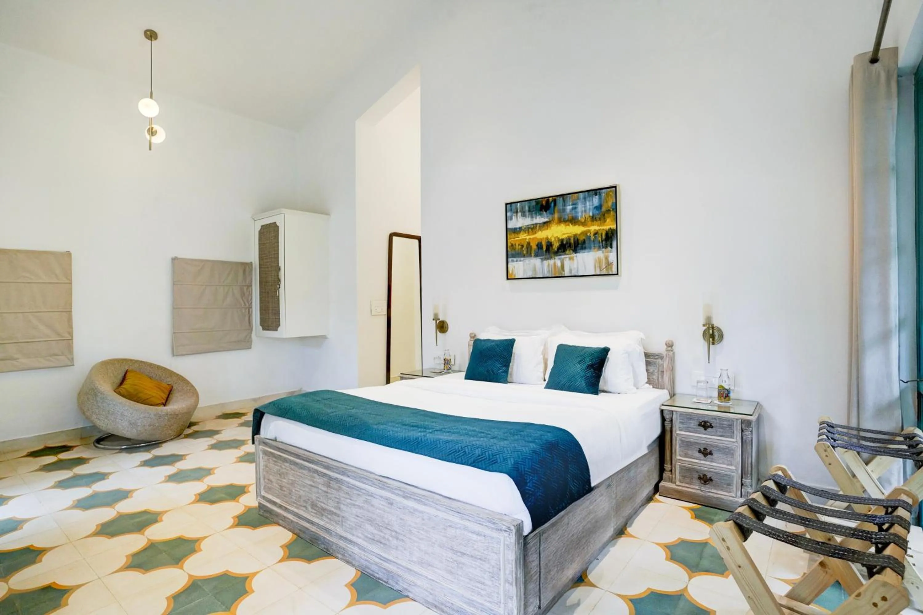 Bedroom, Bed in DanCenter Havana Villa Siolim | 3BHK | Pvt Pool | Goa