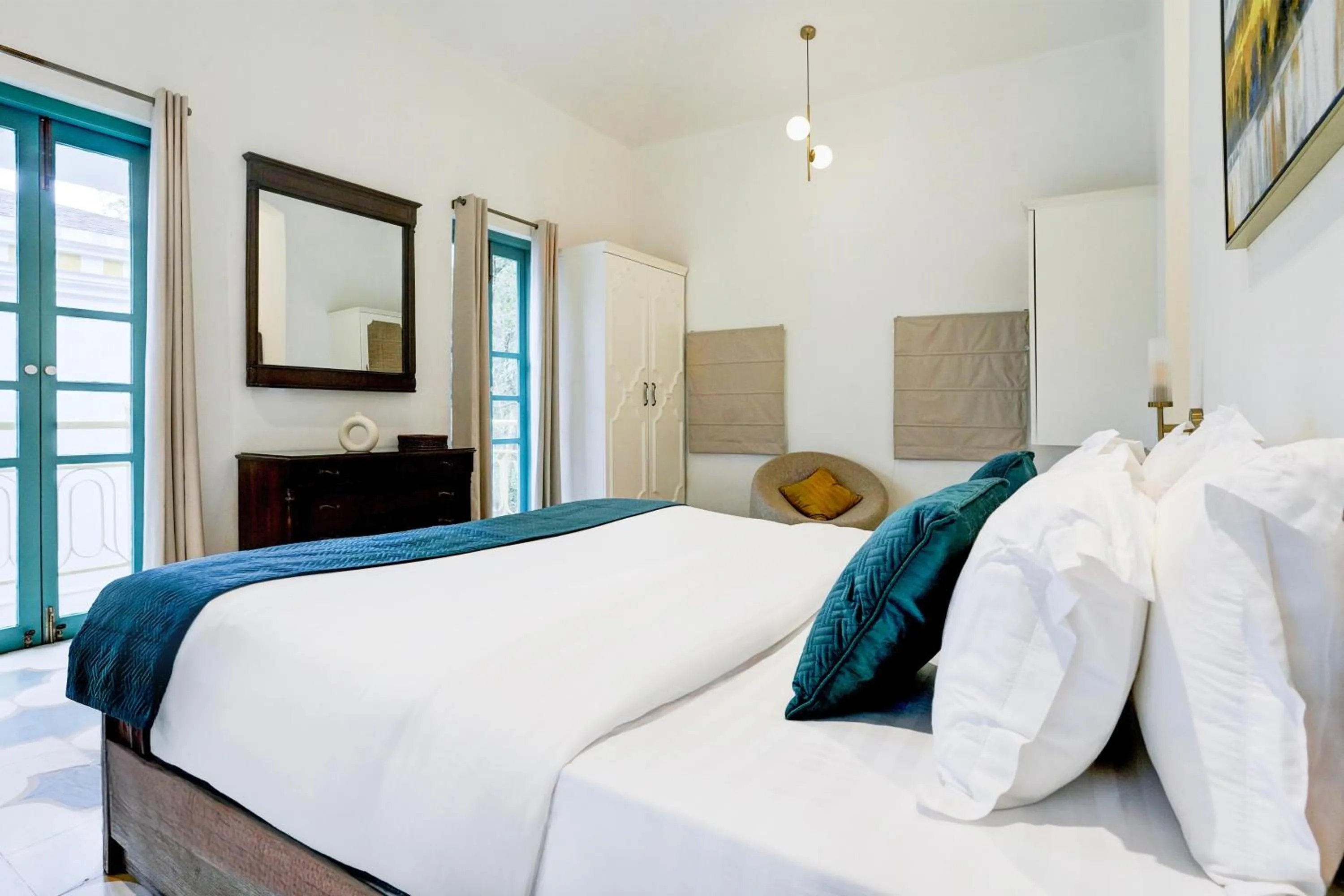 Bedroom, Bed in DanCenter Havana Villa Siolim | 3BHK | Pvt Pool | Goa