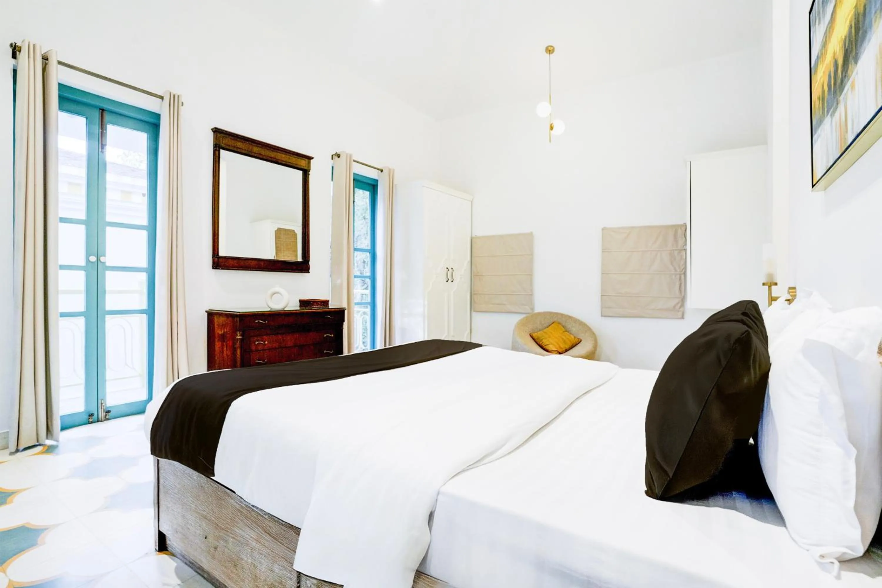 Bedroom, Bed in DanCenter Havana Villa Siolim | 3BHK | Pvt Pool | Goa