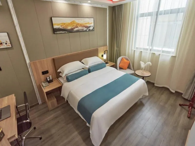 Bed in GreenTree Inn Huangshan TangKou Beauty Spot South Gate Transfer Center Business Hotel