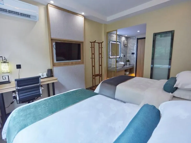 Bed in GreenTree Inn Huangshan TangKou Beauty Spot South Gate Transfer Center Business Hotel