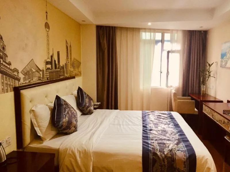 Bed in GreenTree Inn Guangxi Yulin Jincheng Commercial Building Shell Hotel