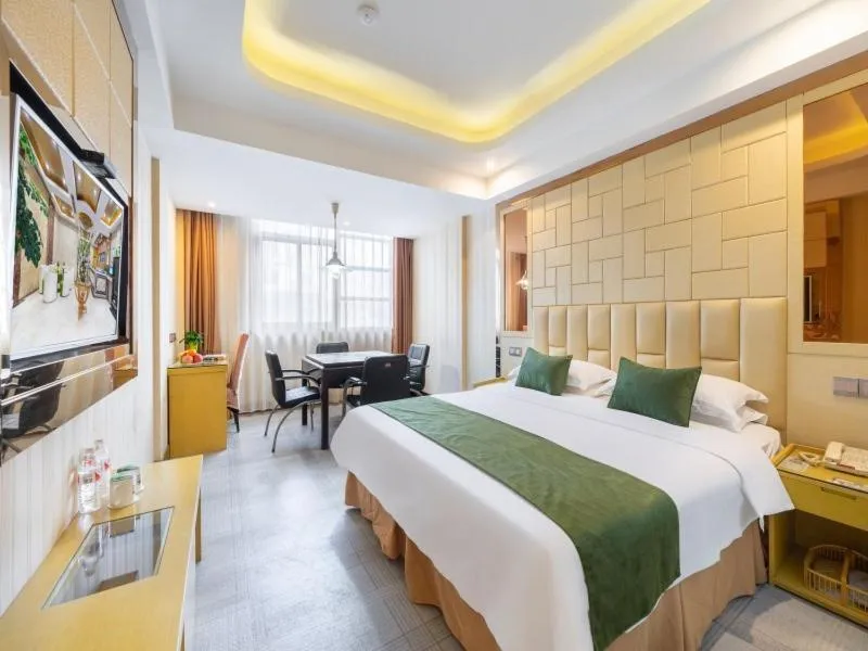 Bed in GreenTree Inn Zhejiang Jinhua Yiwu International Trade City Changchun Street Shell Hotel