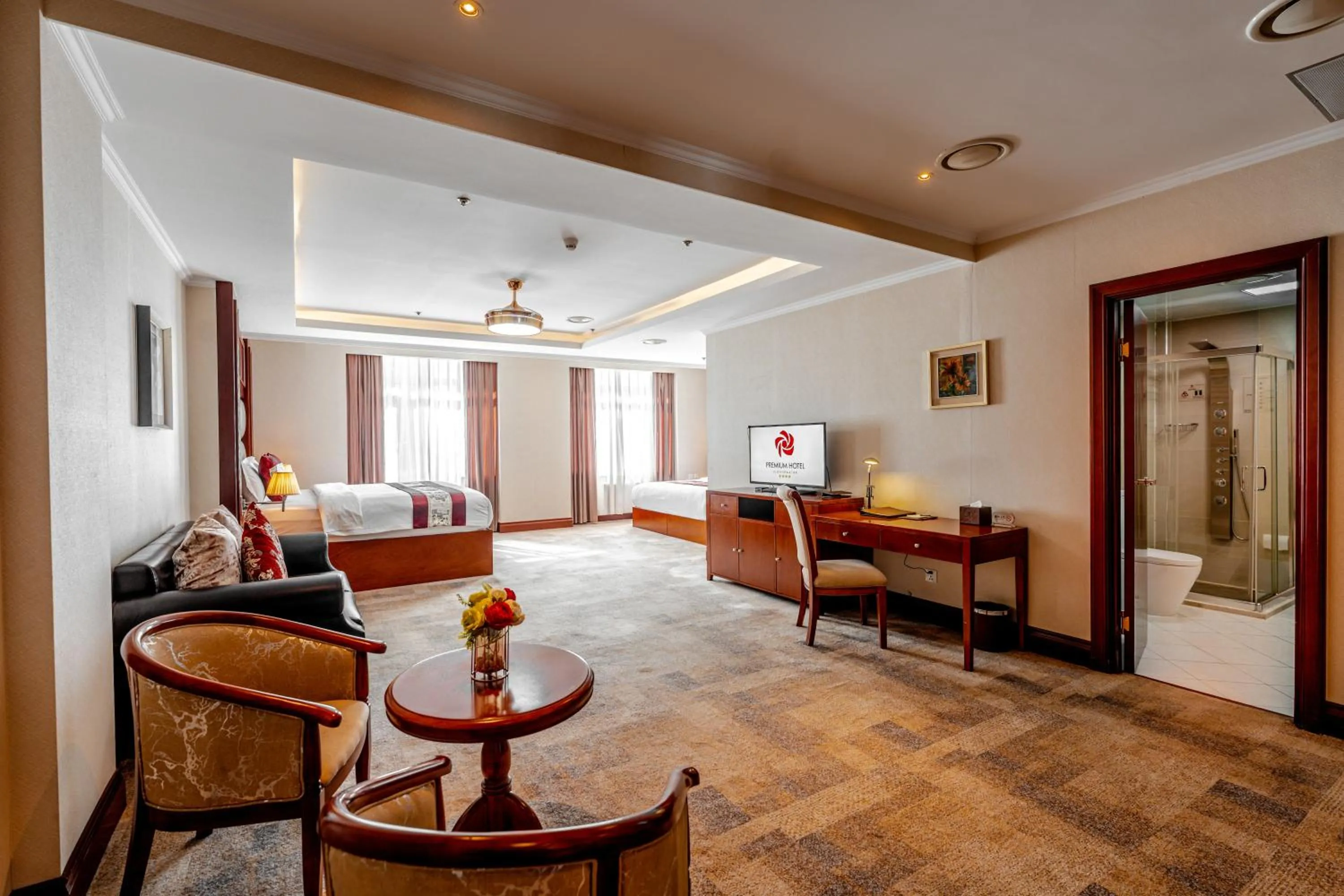 Living room, Bed in Premium Hotel Ulaanbaatar