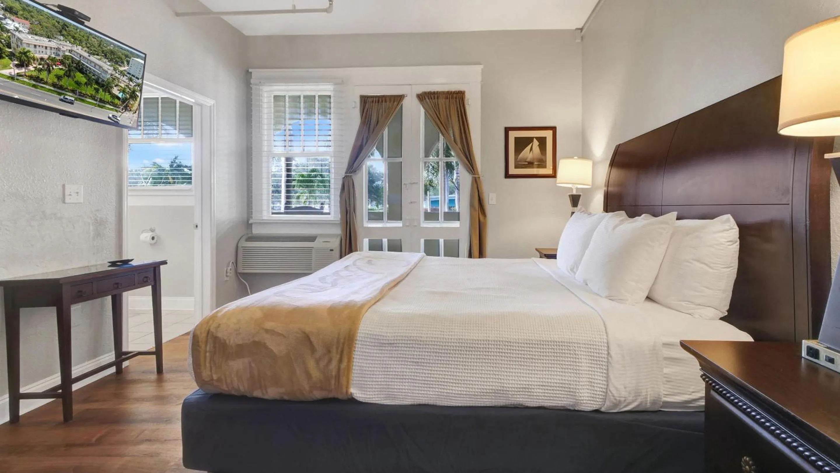 Bed in Crystal Bay Historic Hotel