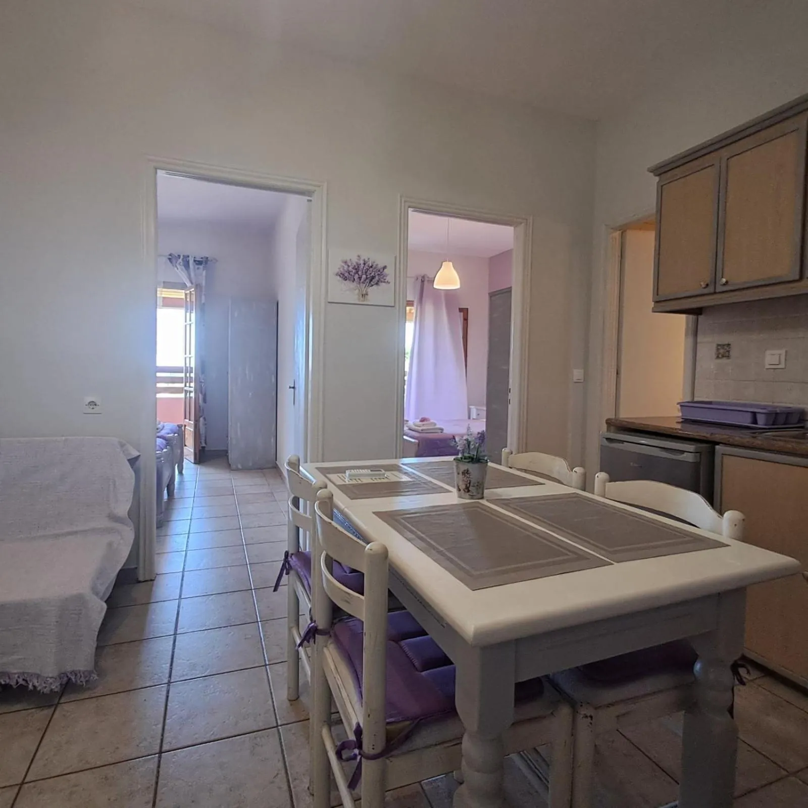 kitchen, Bed in Olga's Garden Apartments