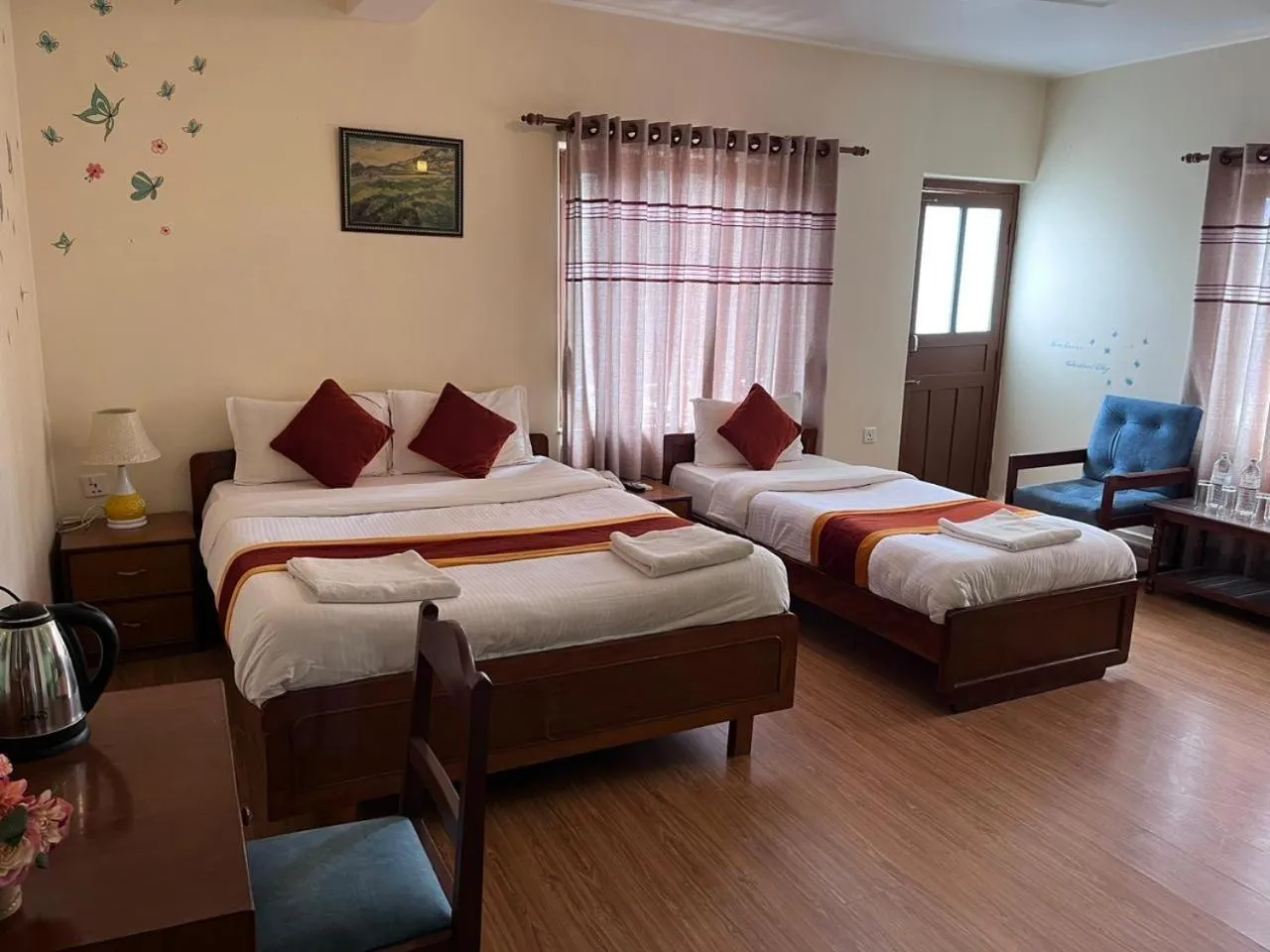 Bed in Hotel Pokhara View