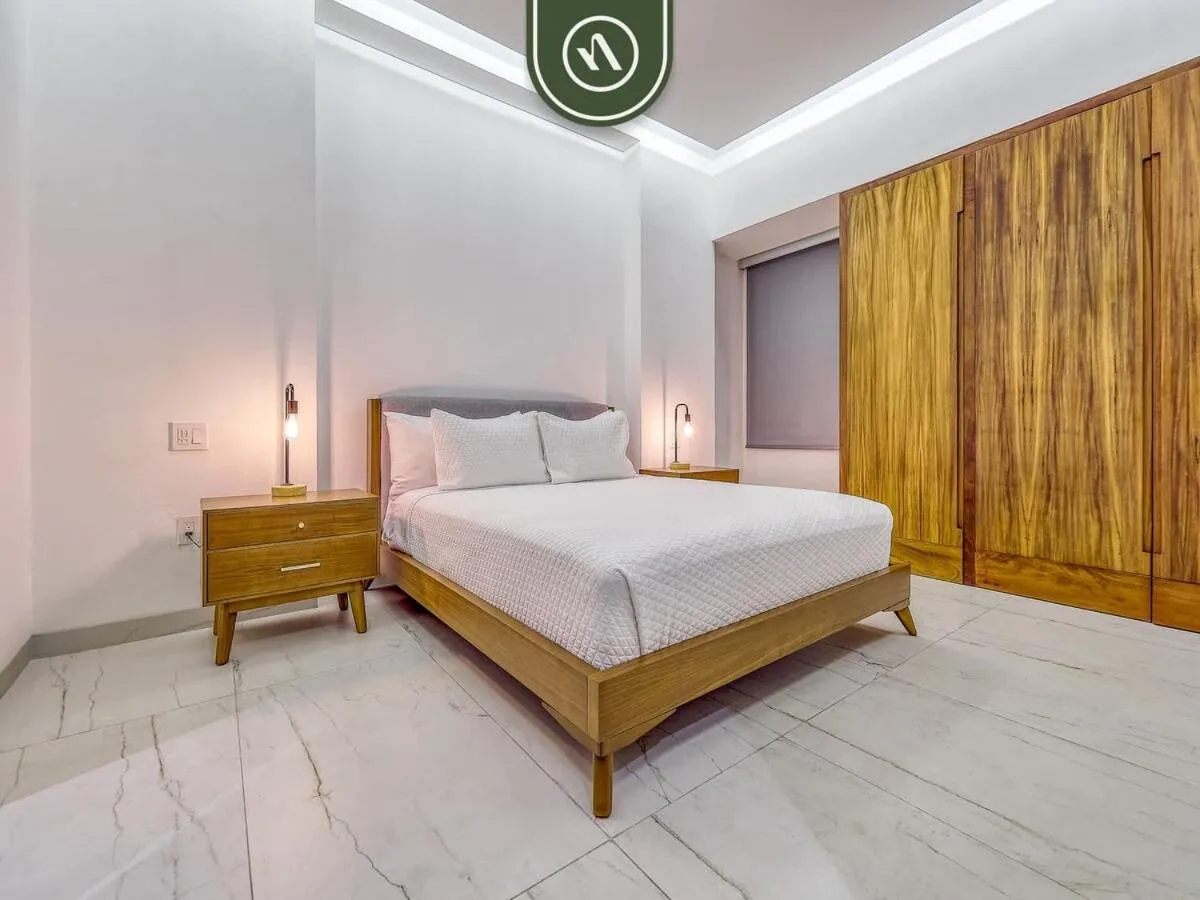 Bed in Amazing 1 BR Condo with Terrace - Rooftop Pool