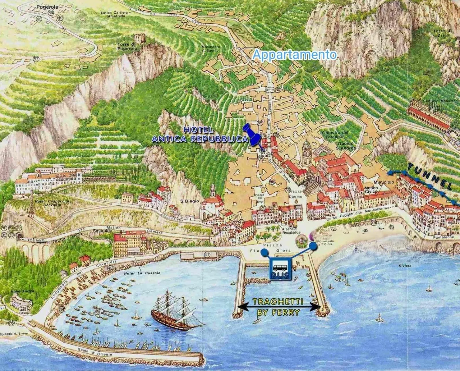 Property building in Hotel Antica Repubblica in Amalfi center at 100mt from the sea