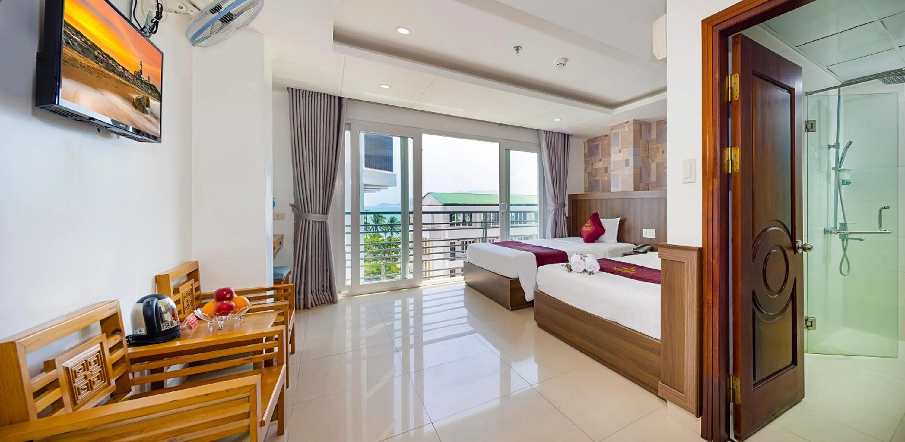 View (from property/room), Bed in Dubai Nha Trang Hotel managed by HT