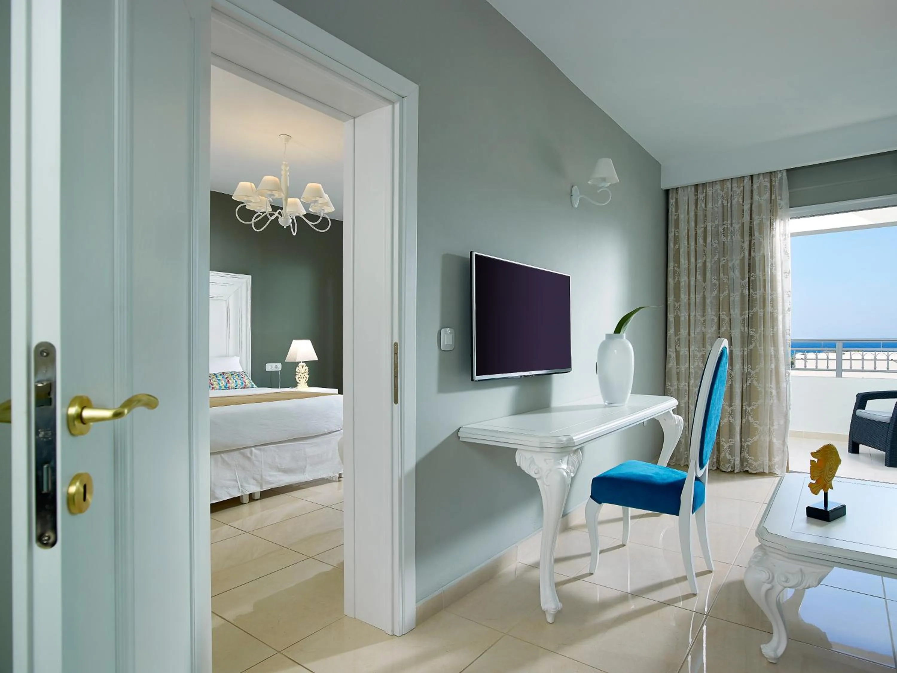 Living room, Bed in Anemos Luxury Grand Resort