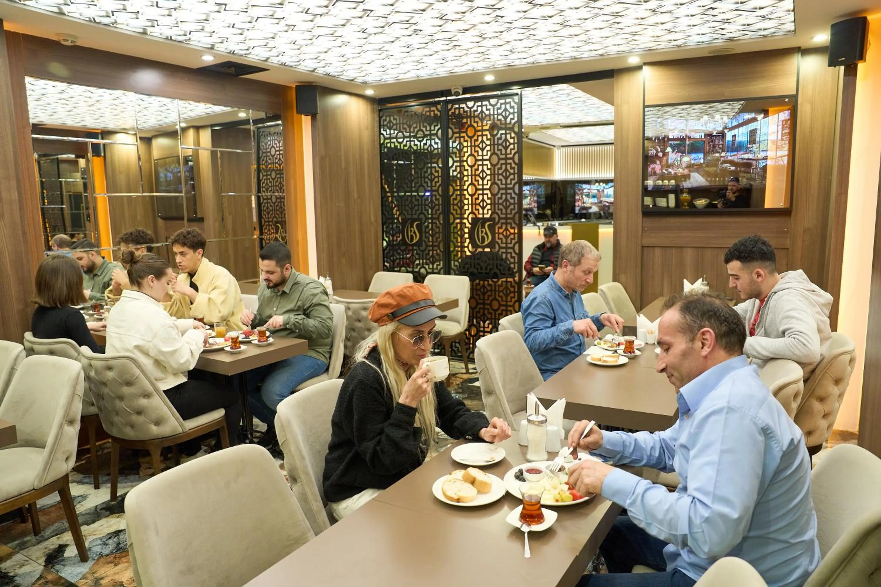 Buffet breakfast in Bonne Sante Hotel