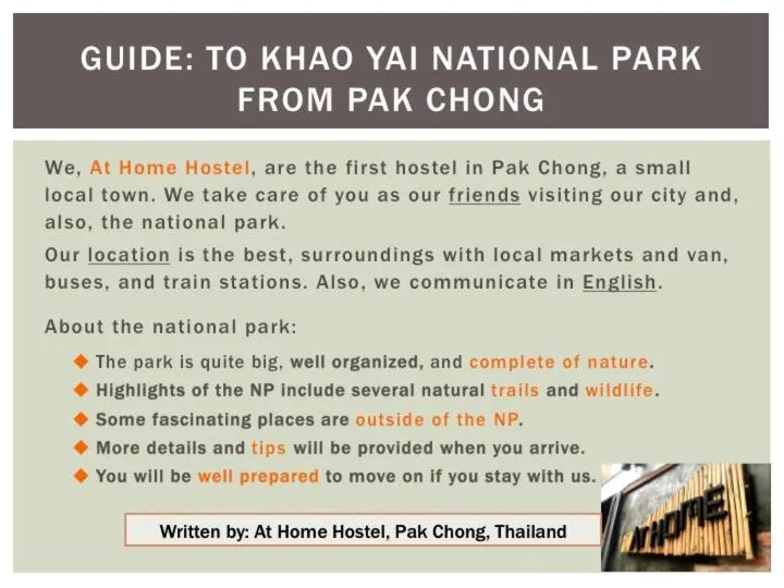 At Home Hostel, Pak Chong