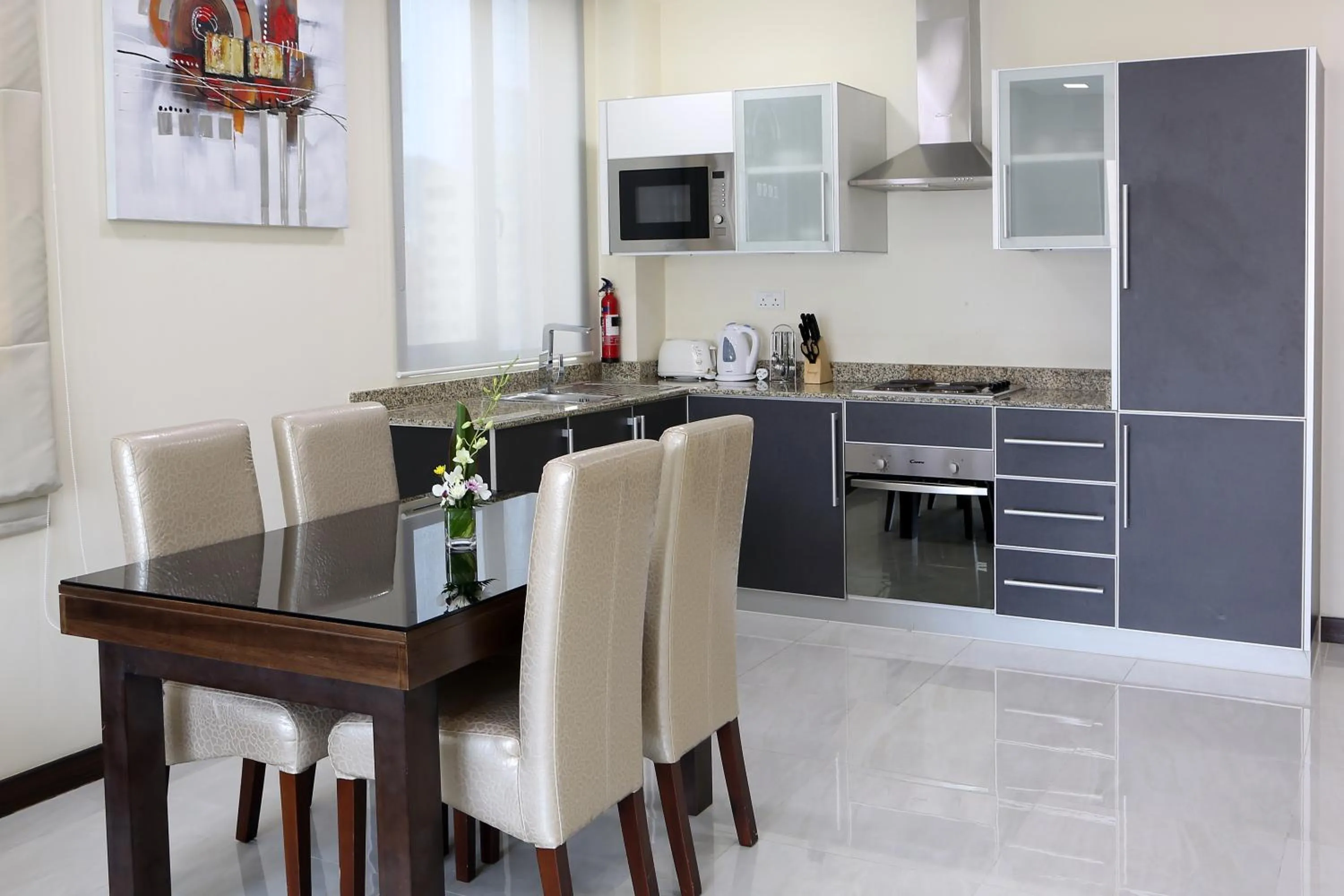 Dining area in Belle Tower Apartments
