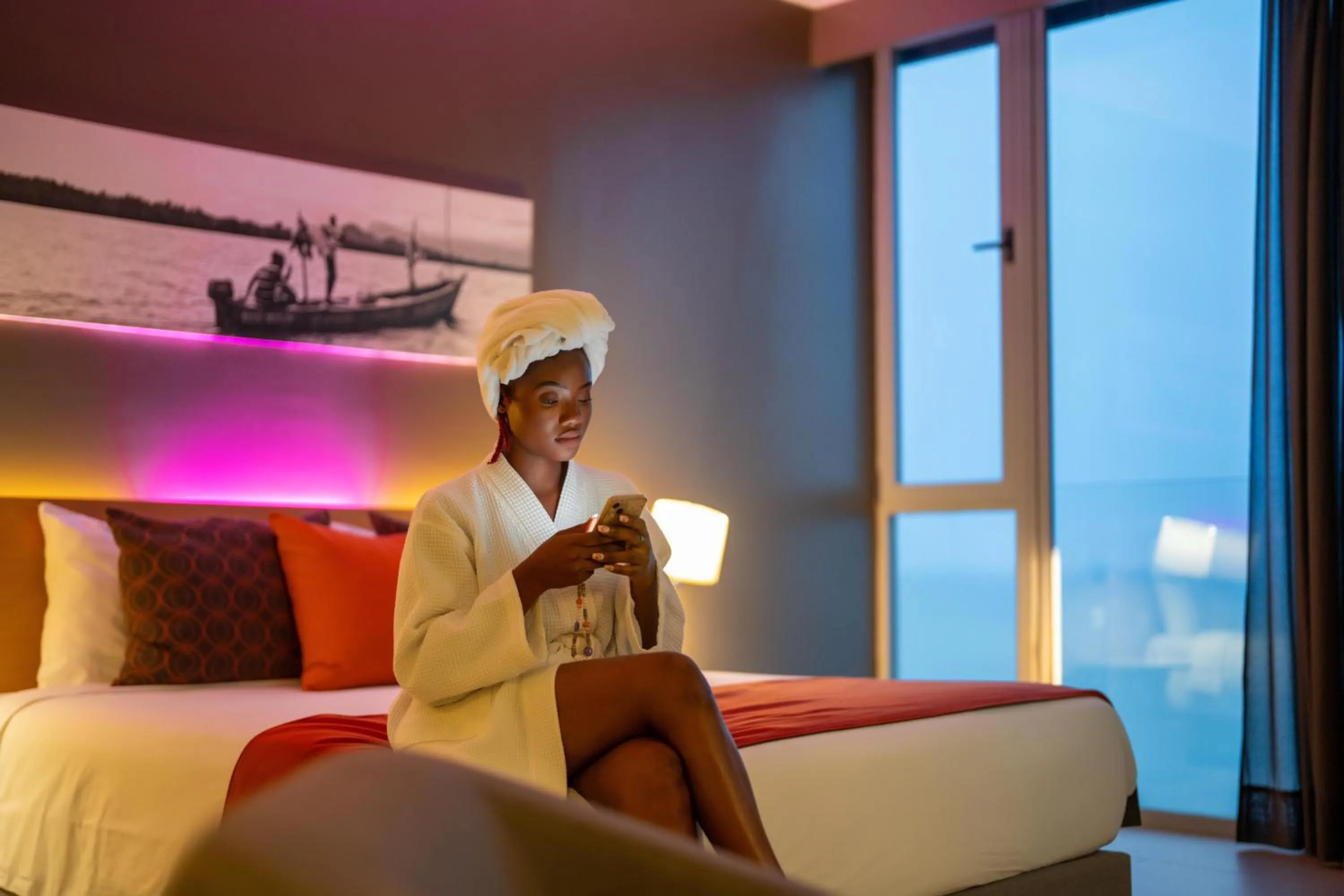 Sea view, Bed in Noom Hotel Conakry