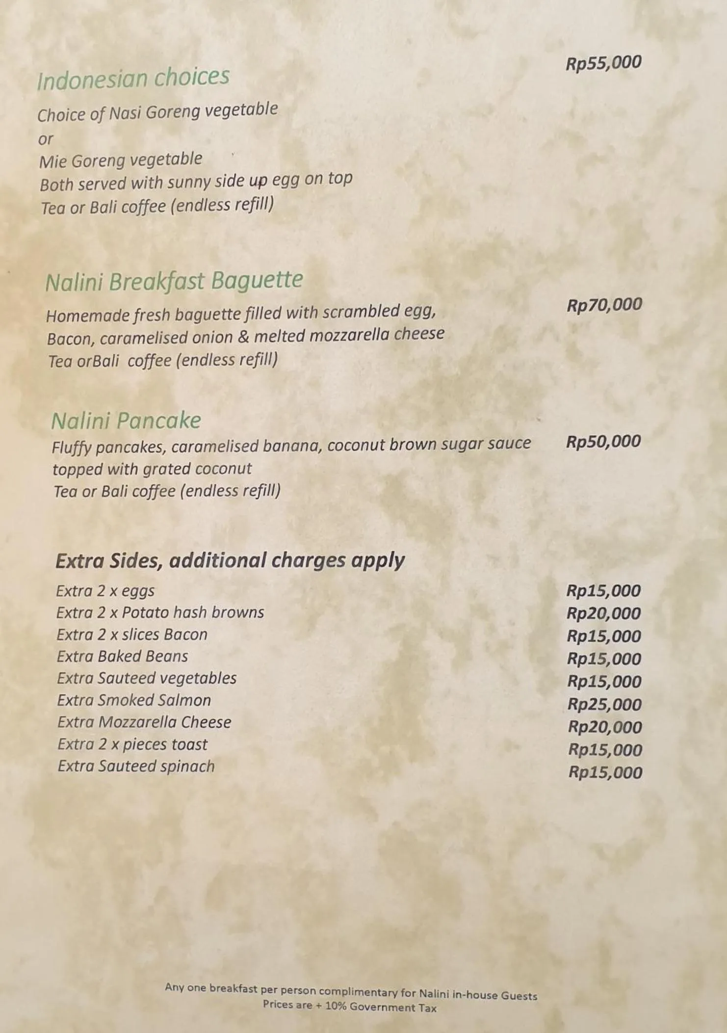 Breakfast in Nalini Resort