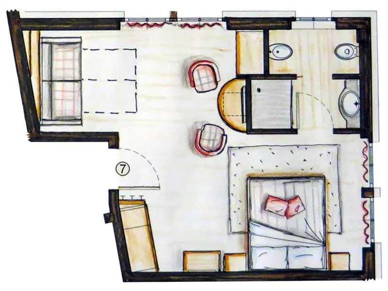Floor plan in B&B Ecohotel Chalet des Alpes