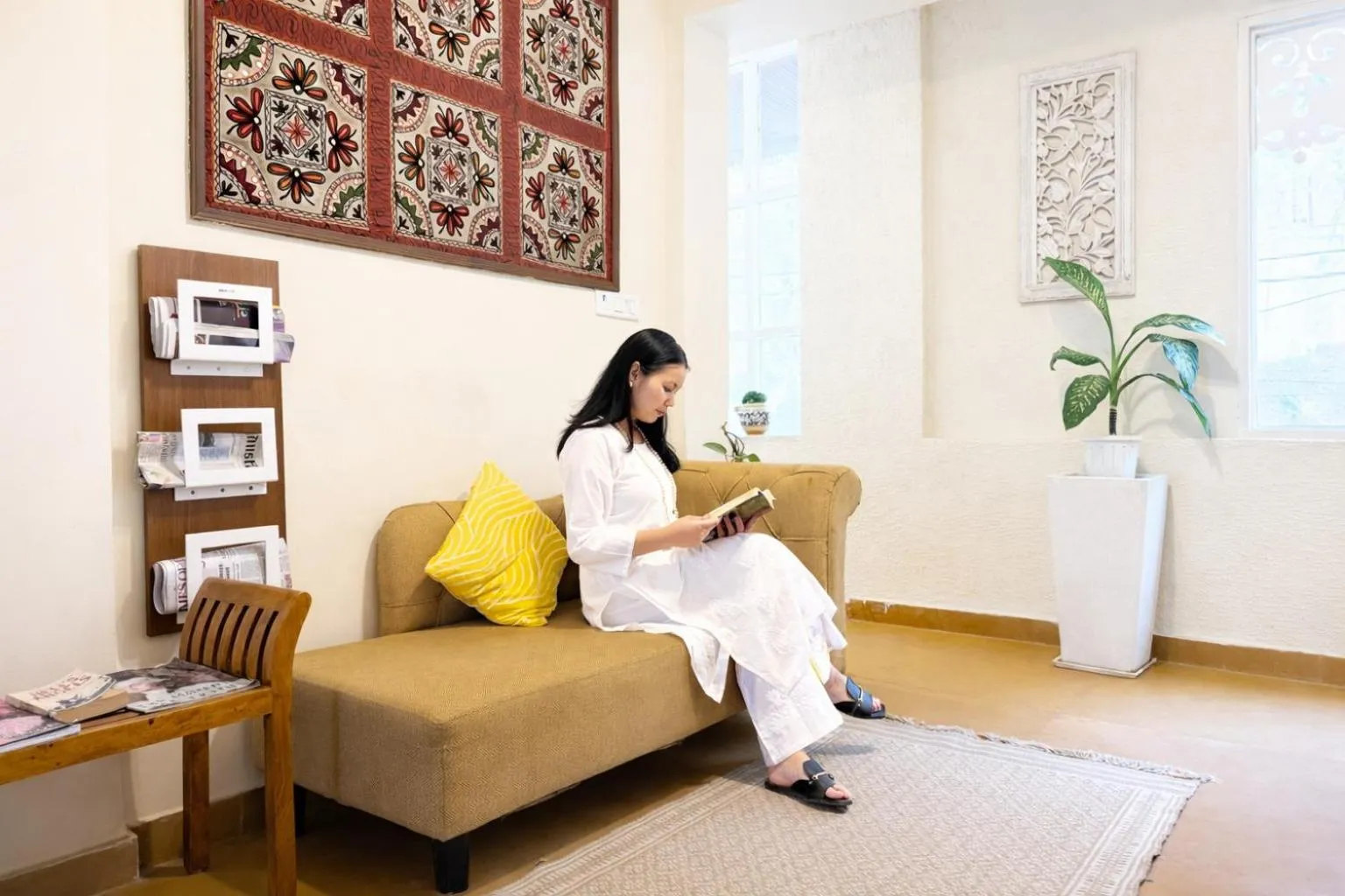 Seating area in Yog Niketan By Sanskriti