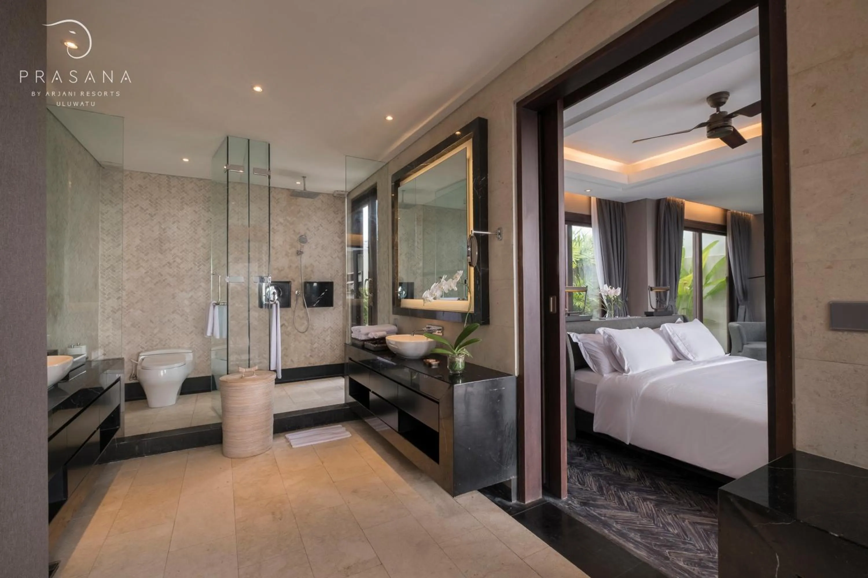 Bathroom, Bed in Prasana Villas by Arjani Resorts