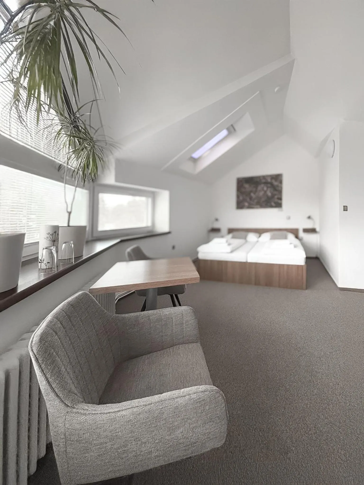 Bathroom, Bed in Hotel Pod Radnicí