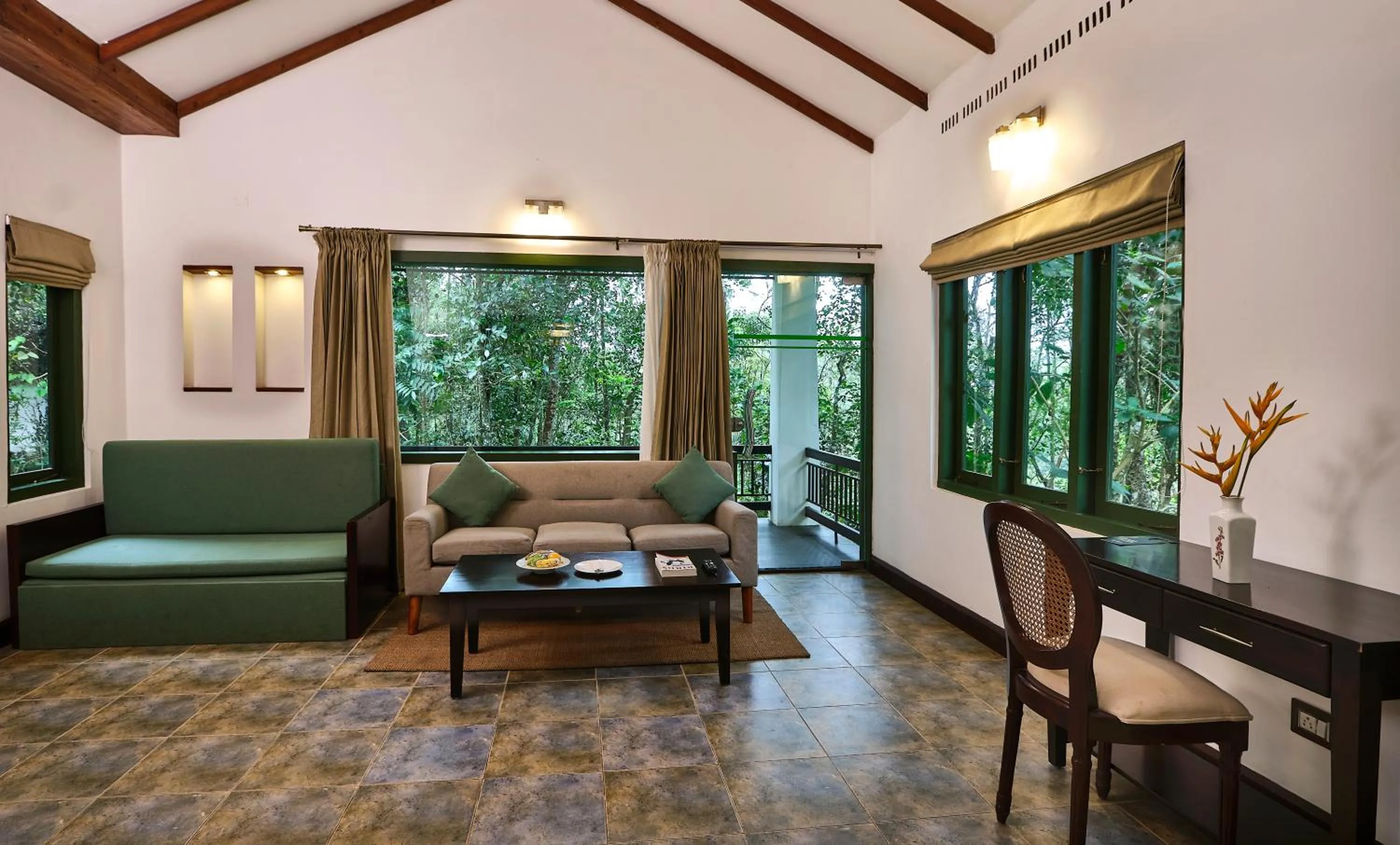 Living room in Reen Resorts Aanavilasam Plantation Thekkady