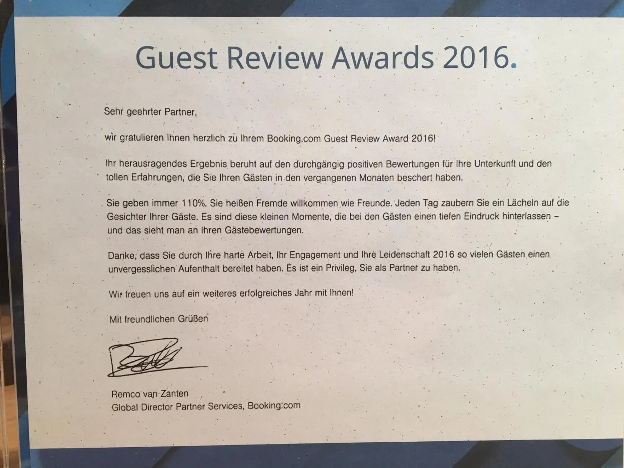 Certificate/Award in Businessapart Stuttgart