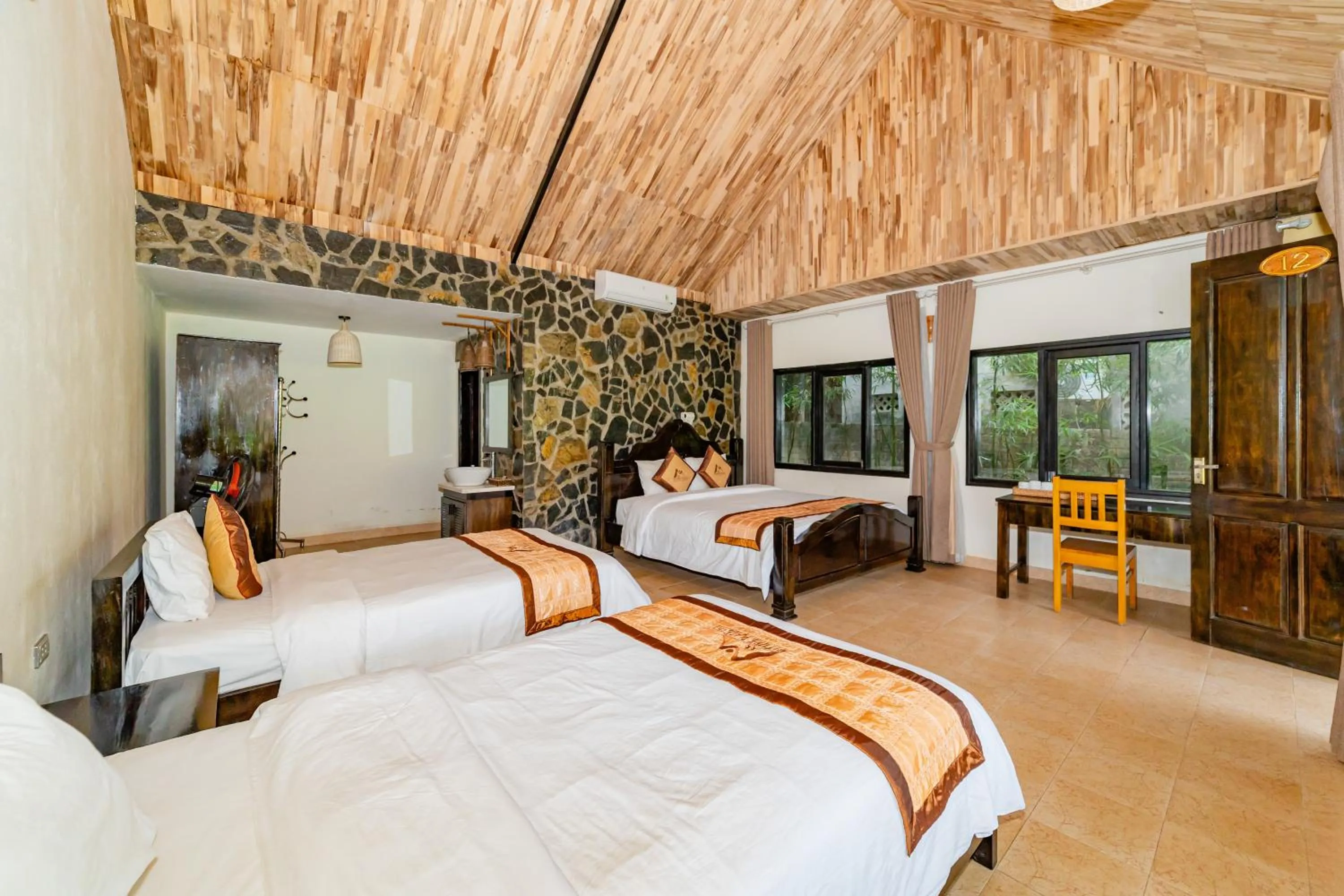 Bed in Mai Chau Sunrise Village