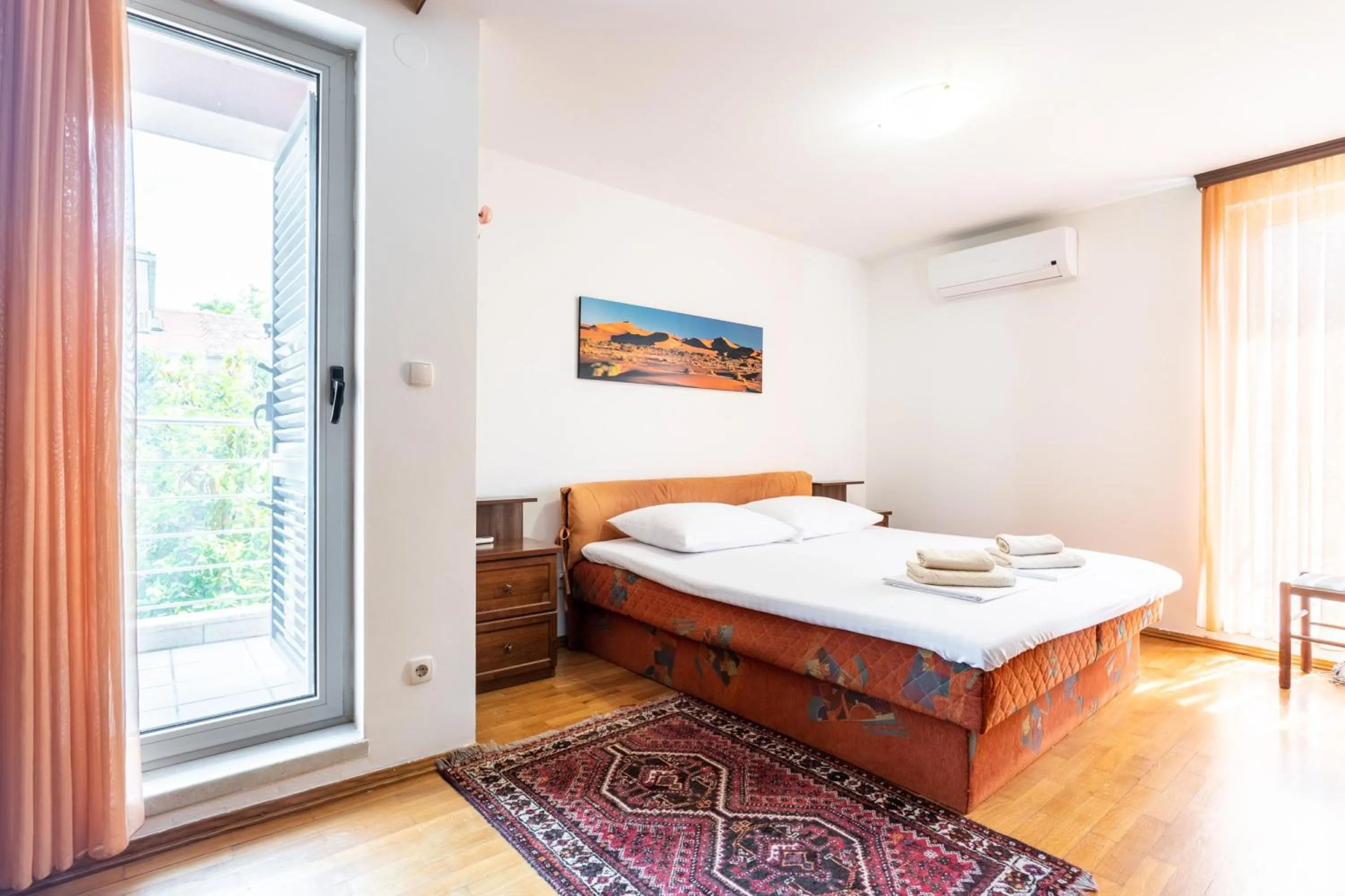 Bed in Villa Violeta with the sea view, 3 min walk to the beach
