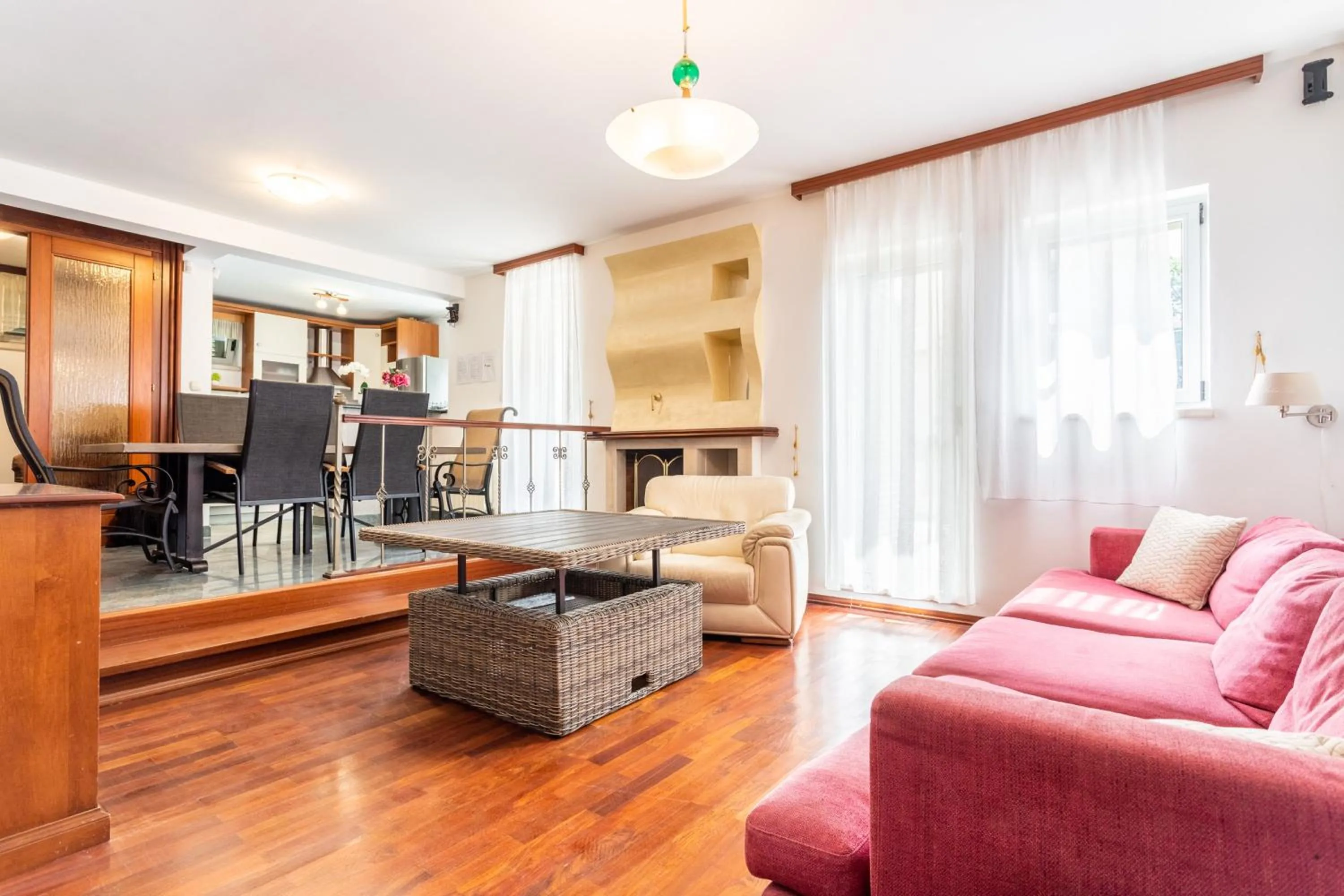Living room in Villa Violeta with the sea view, 3 min walk to the beach