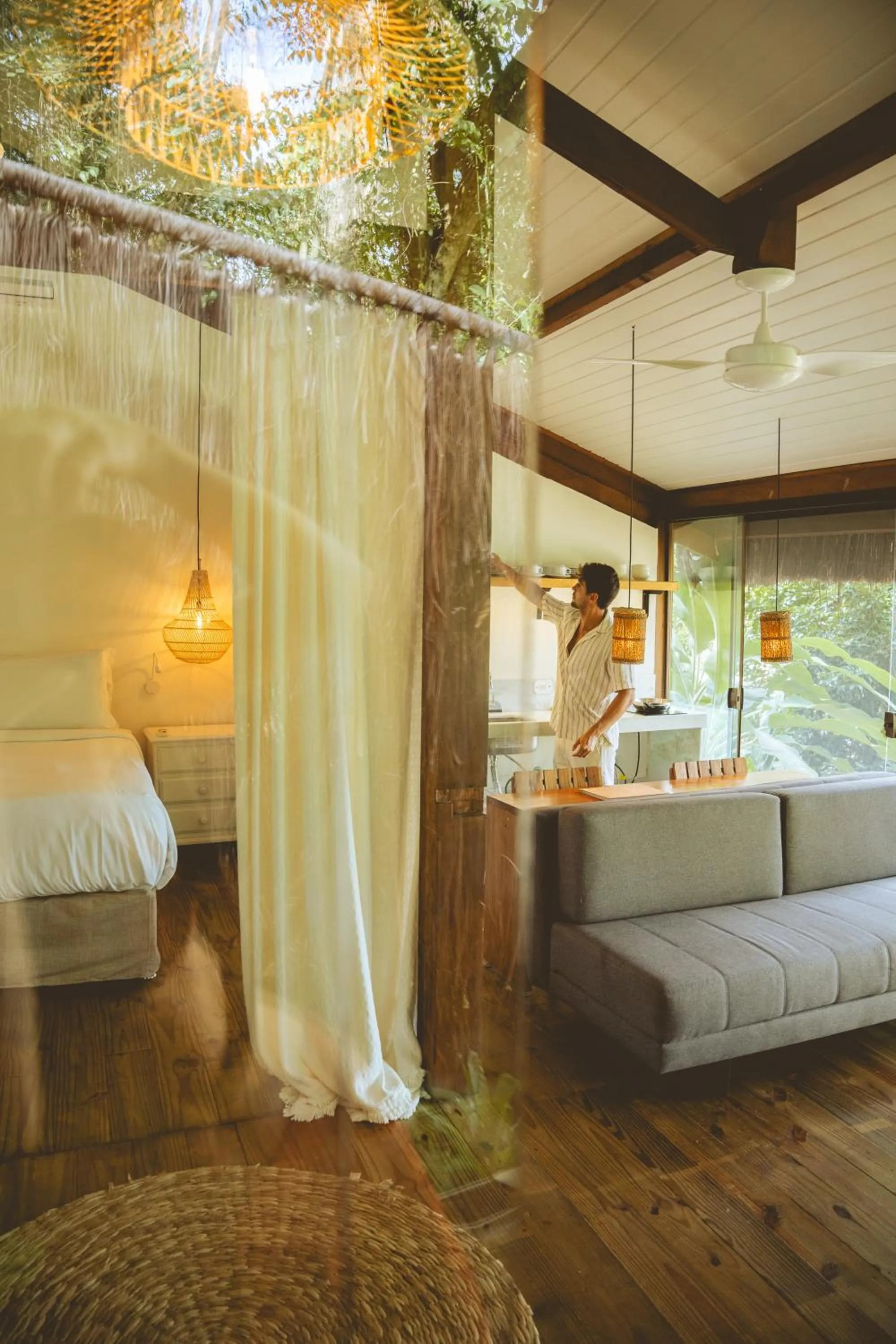 kitchen, Bed in Casa Luz Paraty