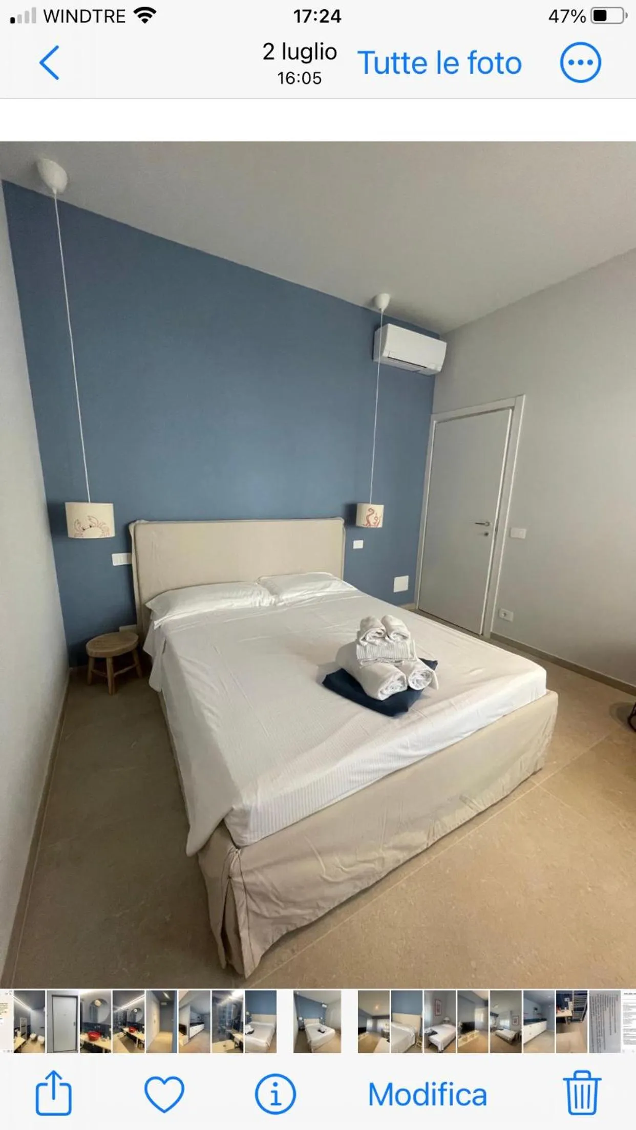 Bed in Hotel Miramare