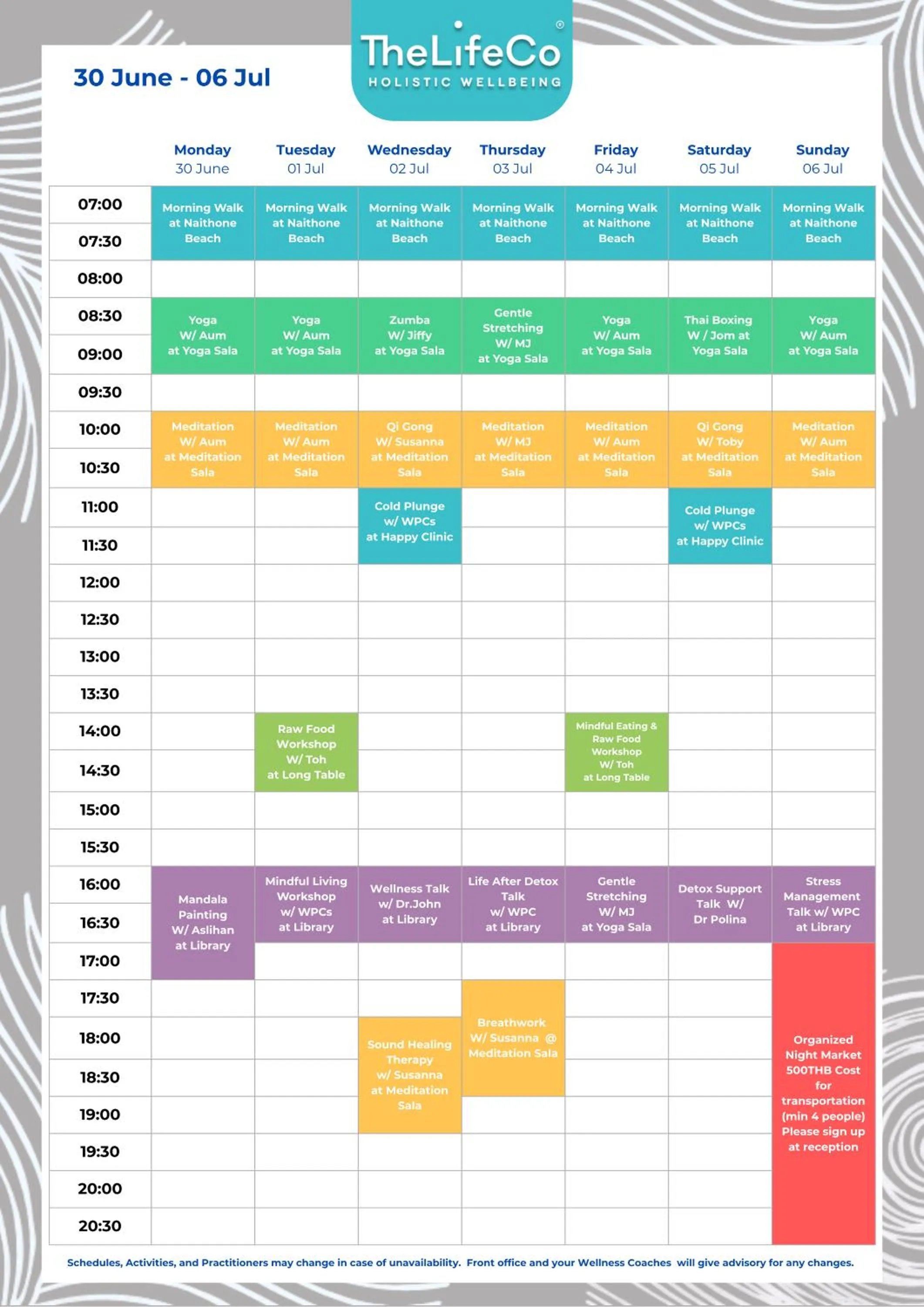 Activities in TheLifeCo Phuket - Holistic Wellbeing Center