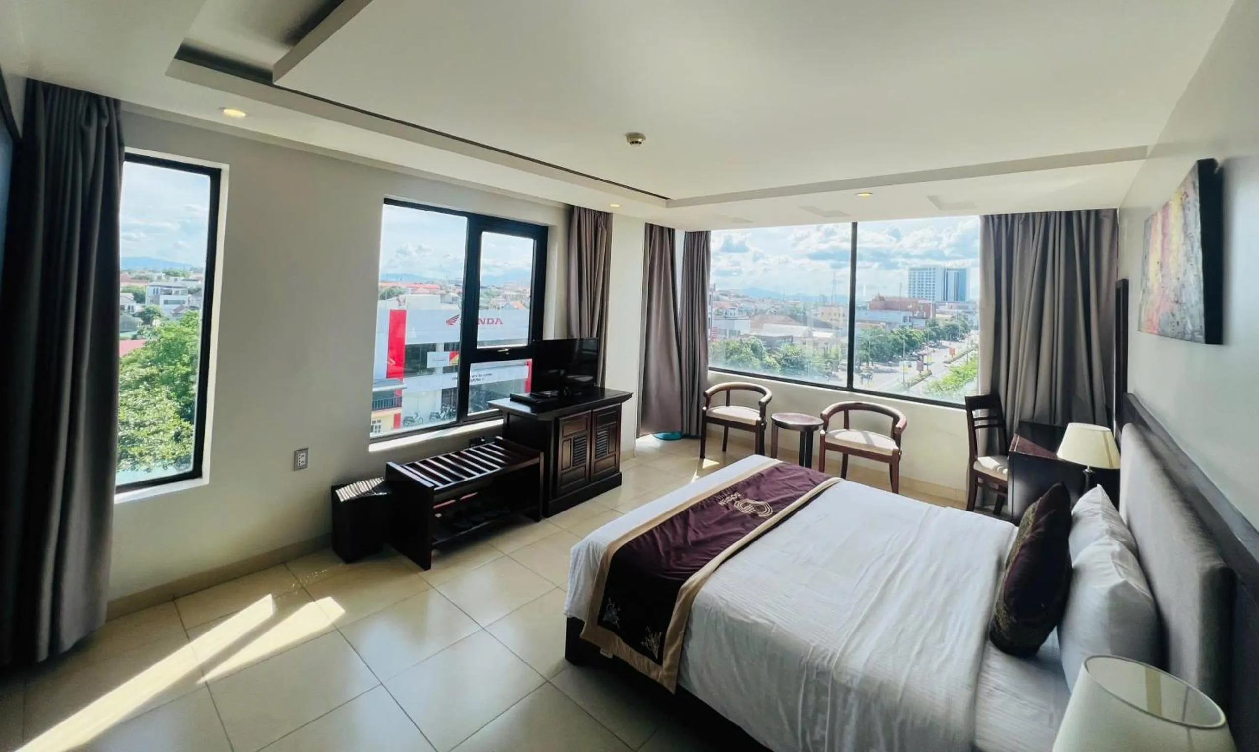 Bed in Golden Quang Tri Hotel