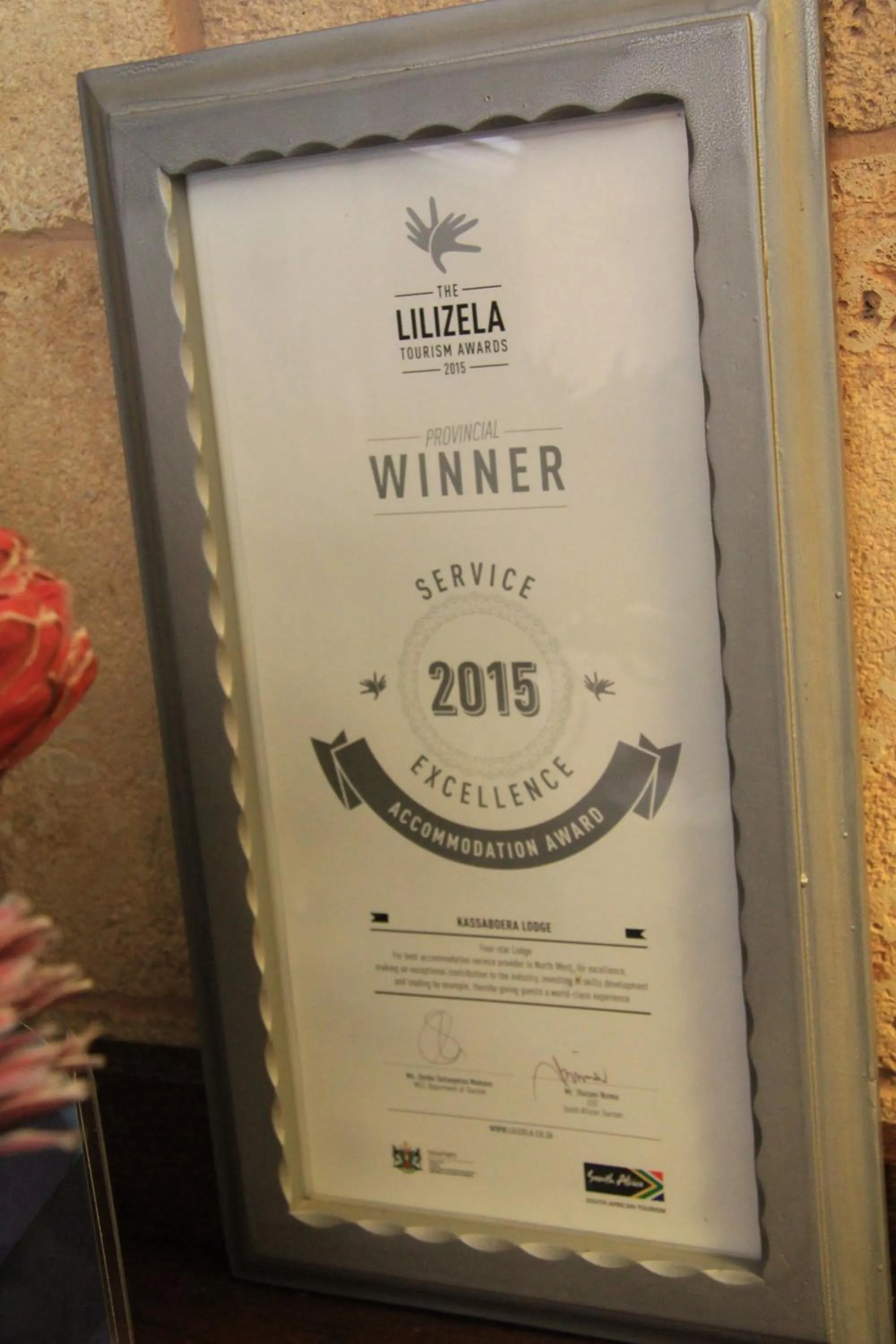 Certificate/Award in Kassaboera Lodge