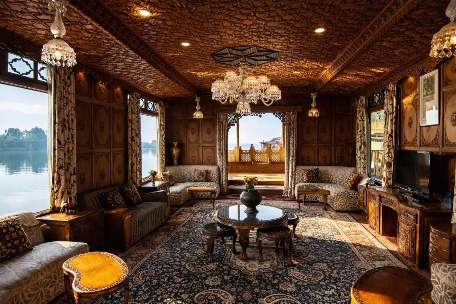 Seating area in Mascot Houseboats