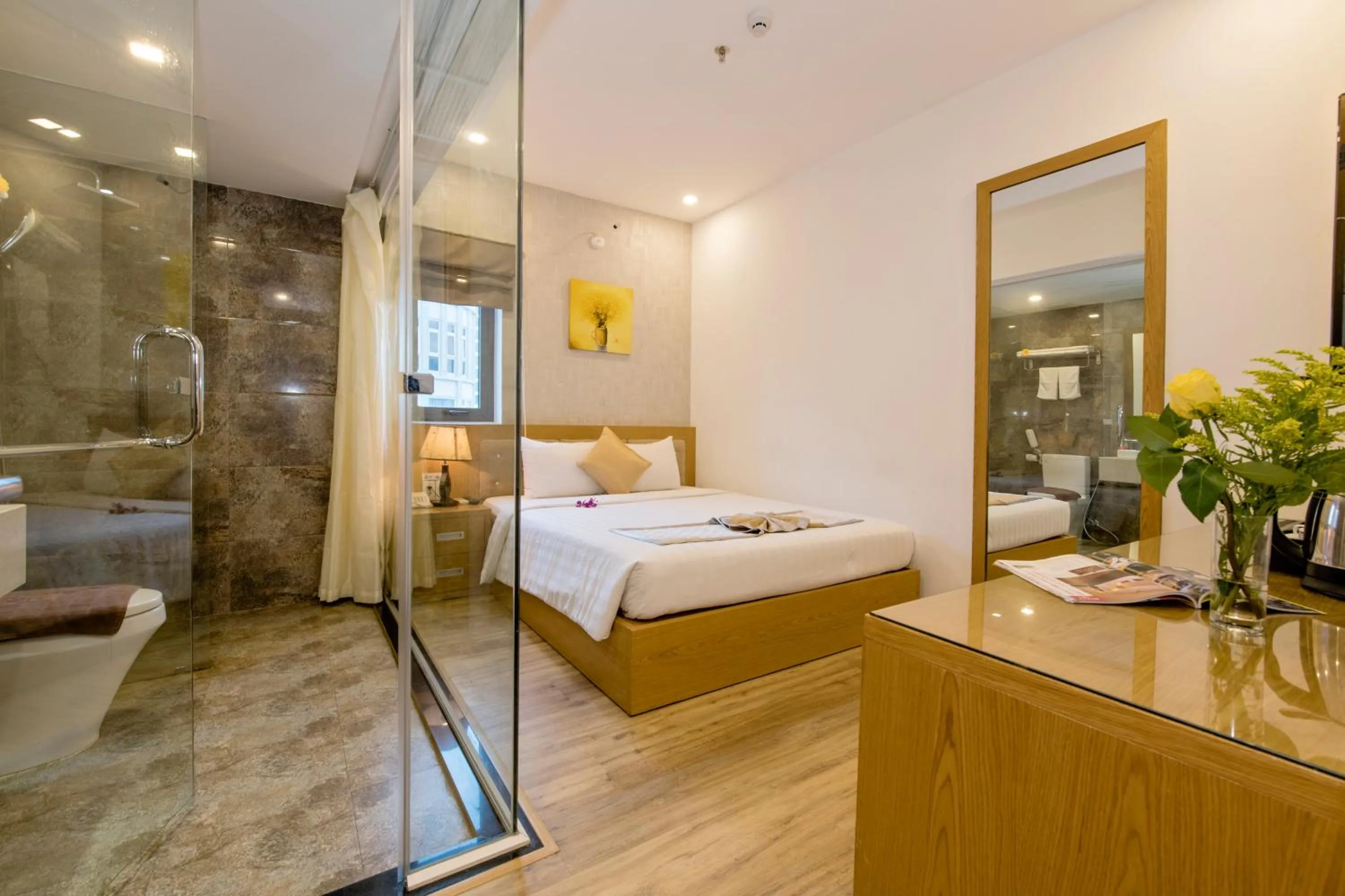 Bathroom, Bed in Helios Boutique Hotel & Spa