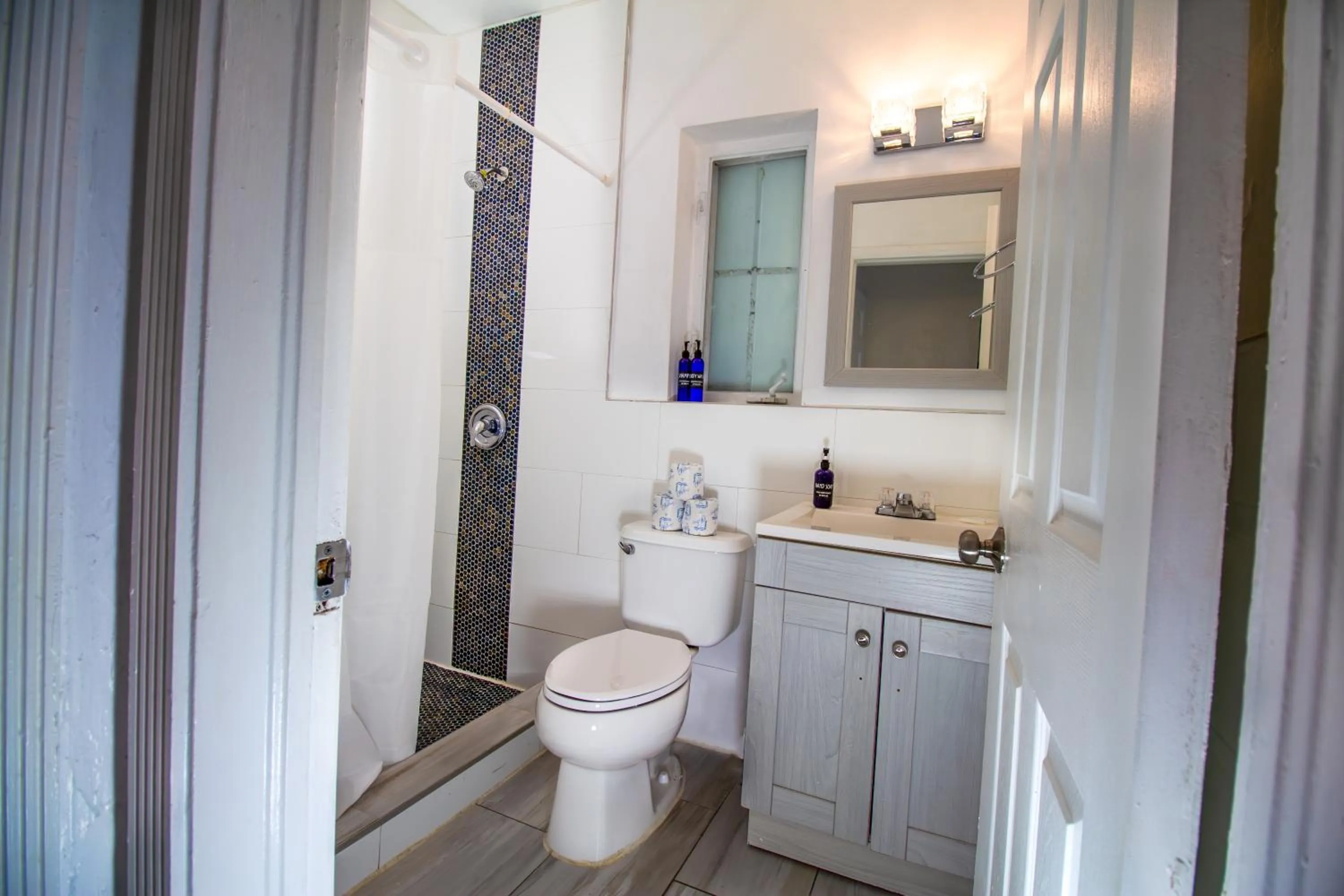 Shower in Courtyard Apartments Part of the Oasis Casita Collection