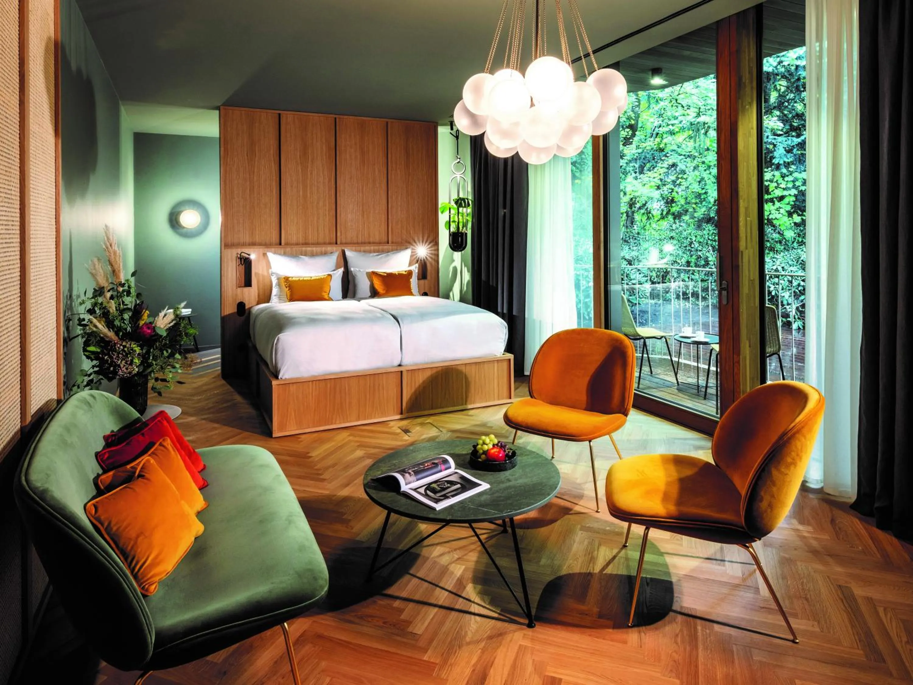 Balcony/Terrace, Bed in LA MAISON hotel & spa