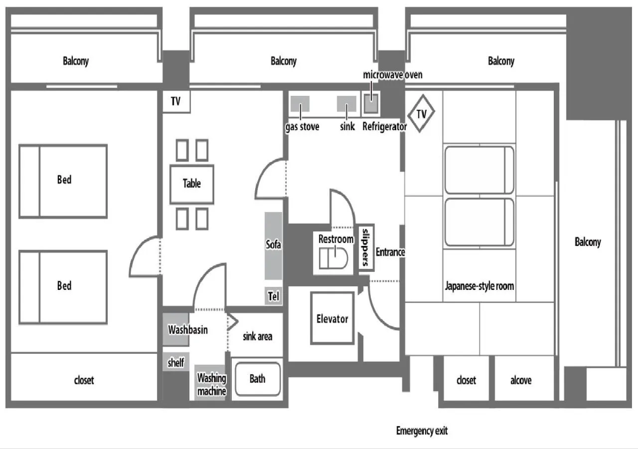 Floor plan in Shinjuku Urban Hotel