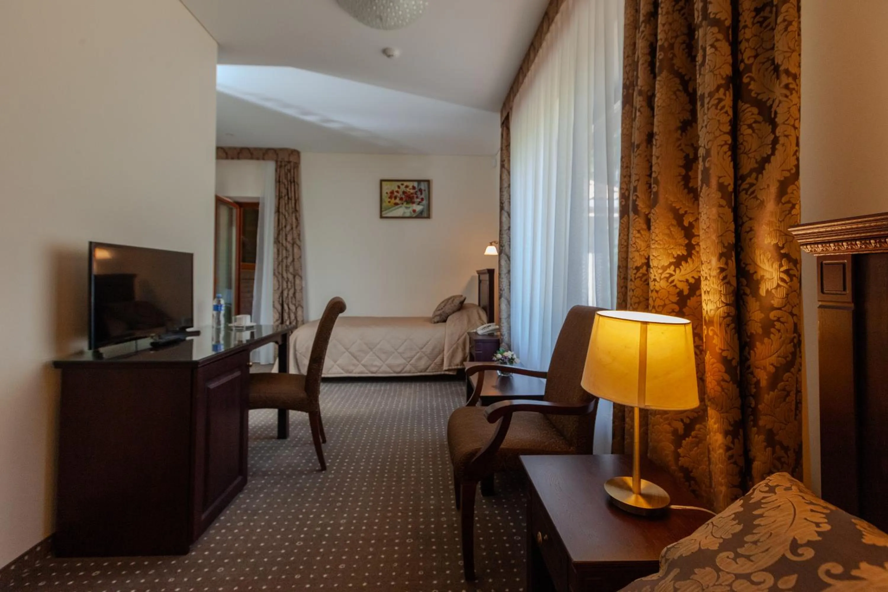 Communal lounge/ TV room, Bed in Pušynė