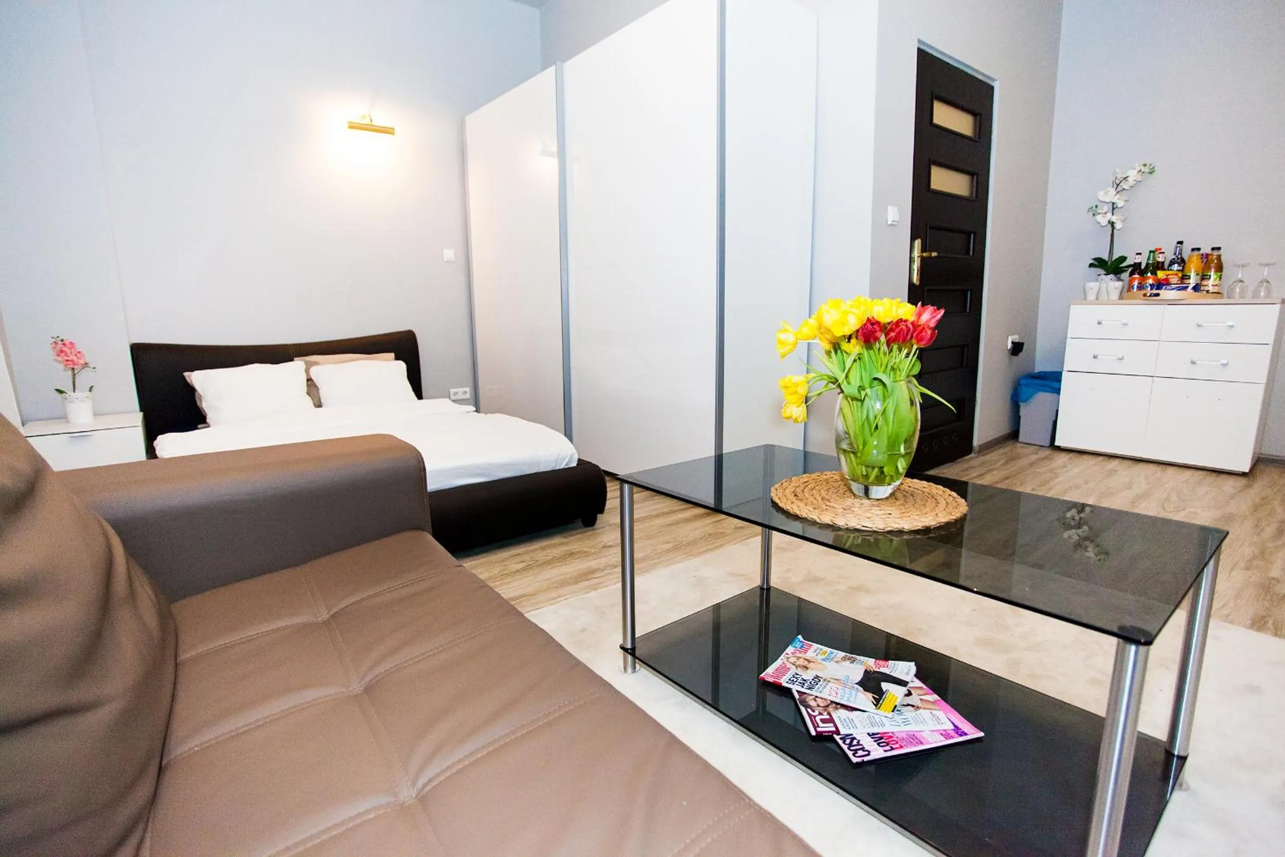 Bed in Studio Apartament Centrum Katowice