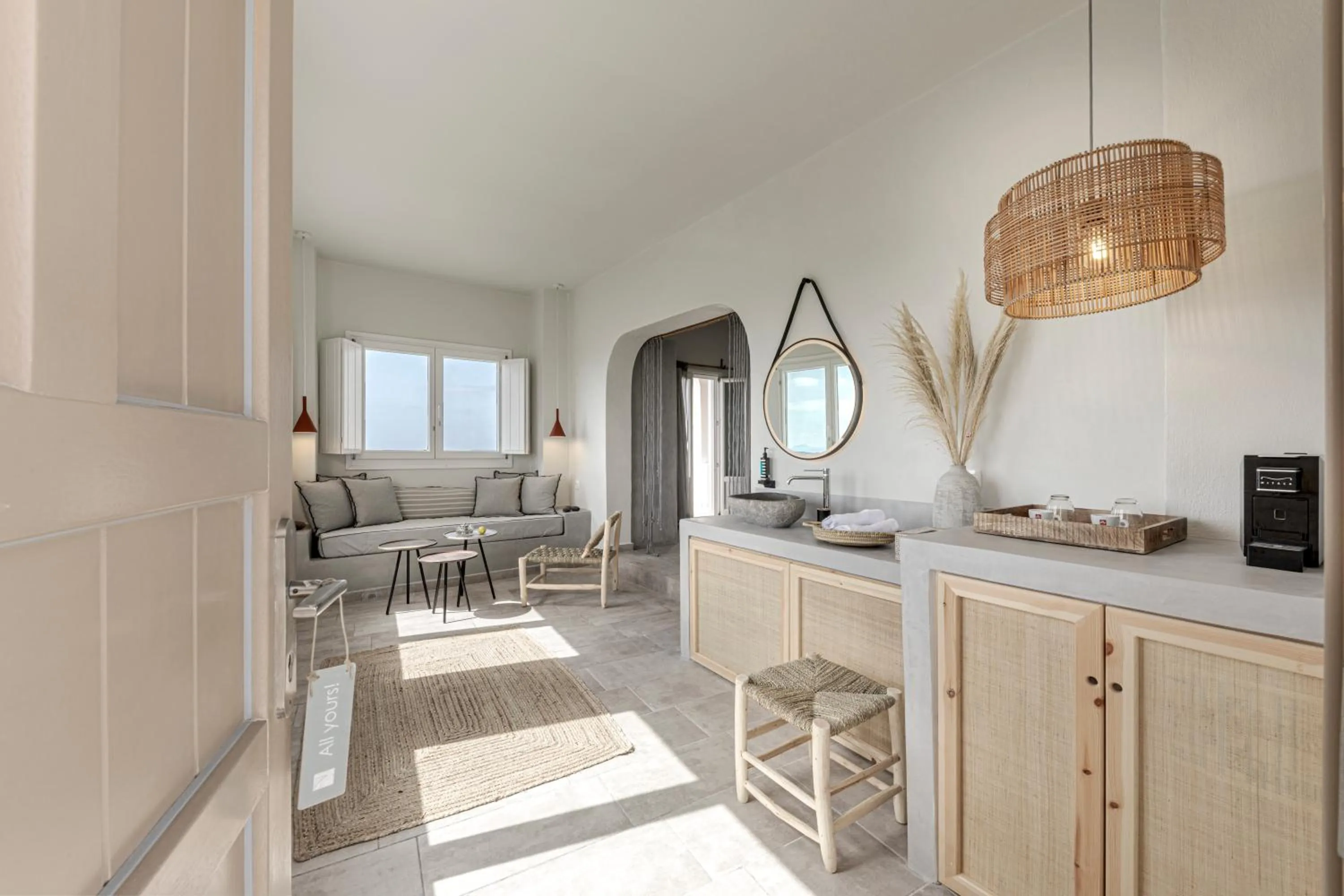 Seating area in Grand View - Megalochori Santorini