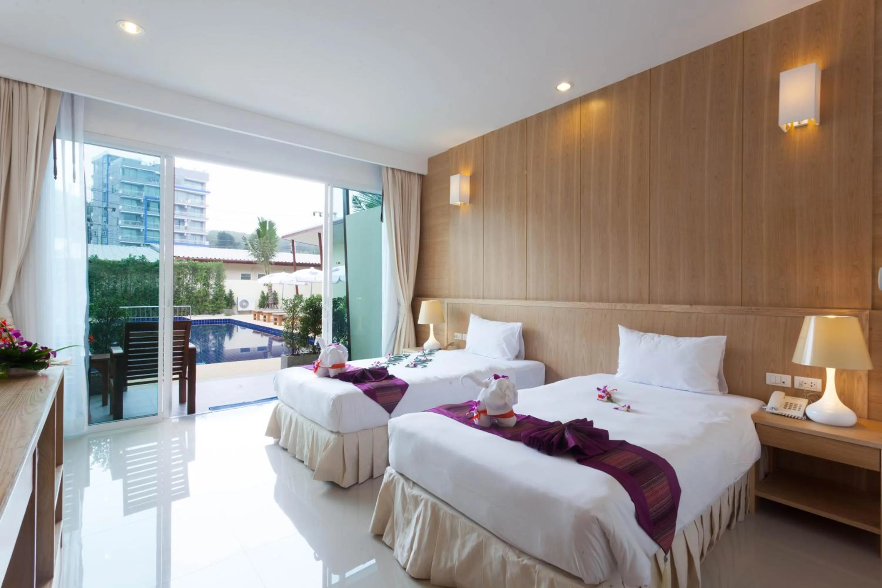 Pool view, Bed in Chalong Princess Pool Villa Resort SHA EXTRA PLUS