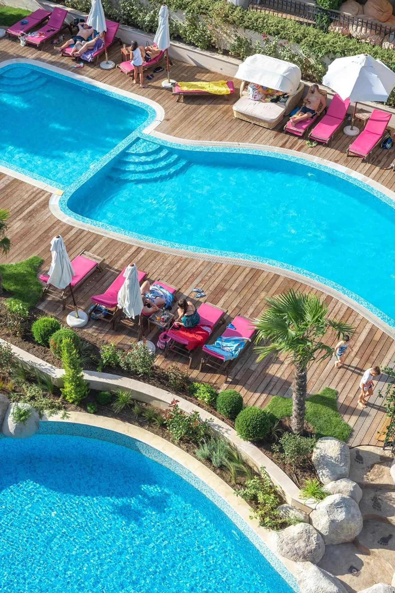 Pool view in Harmony Suites Saint Vlas