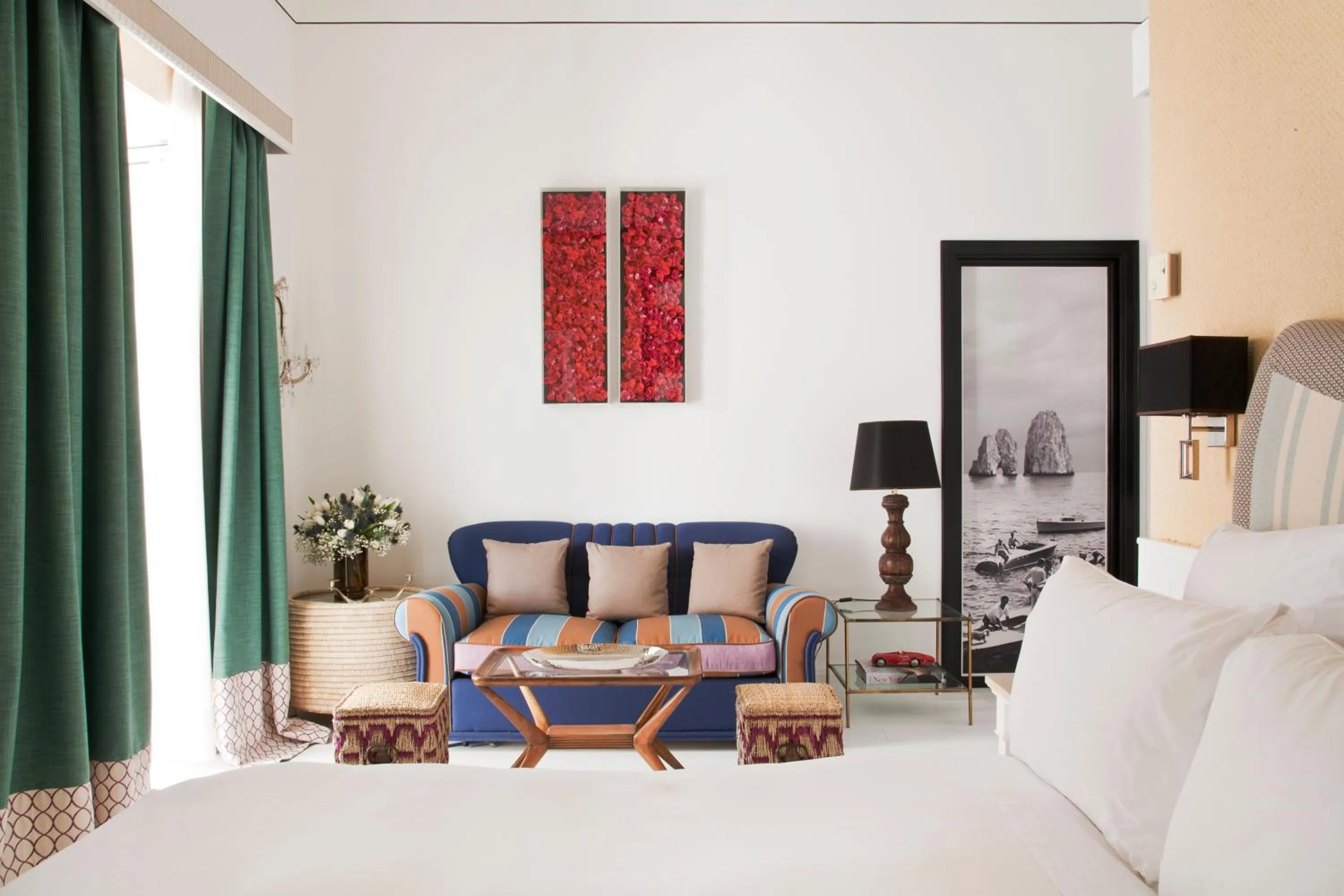 Seating area, Bed in Capri Tiberio Palace - The Leading Hotels of the World