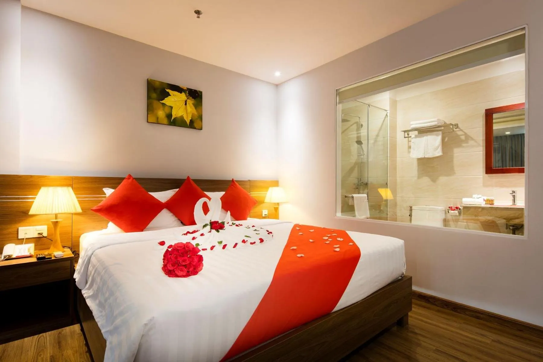 View (from property/room), Bed in Maple Leaf Hotel & Apartment